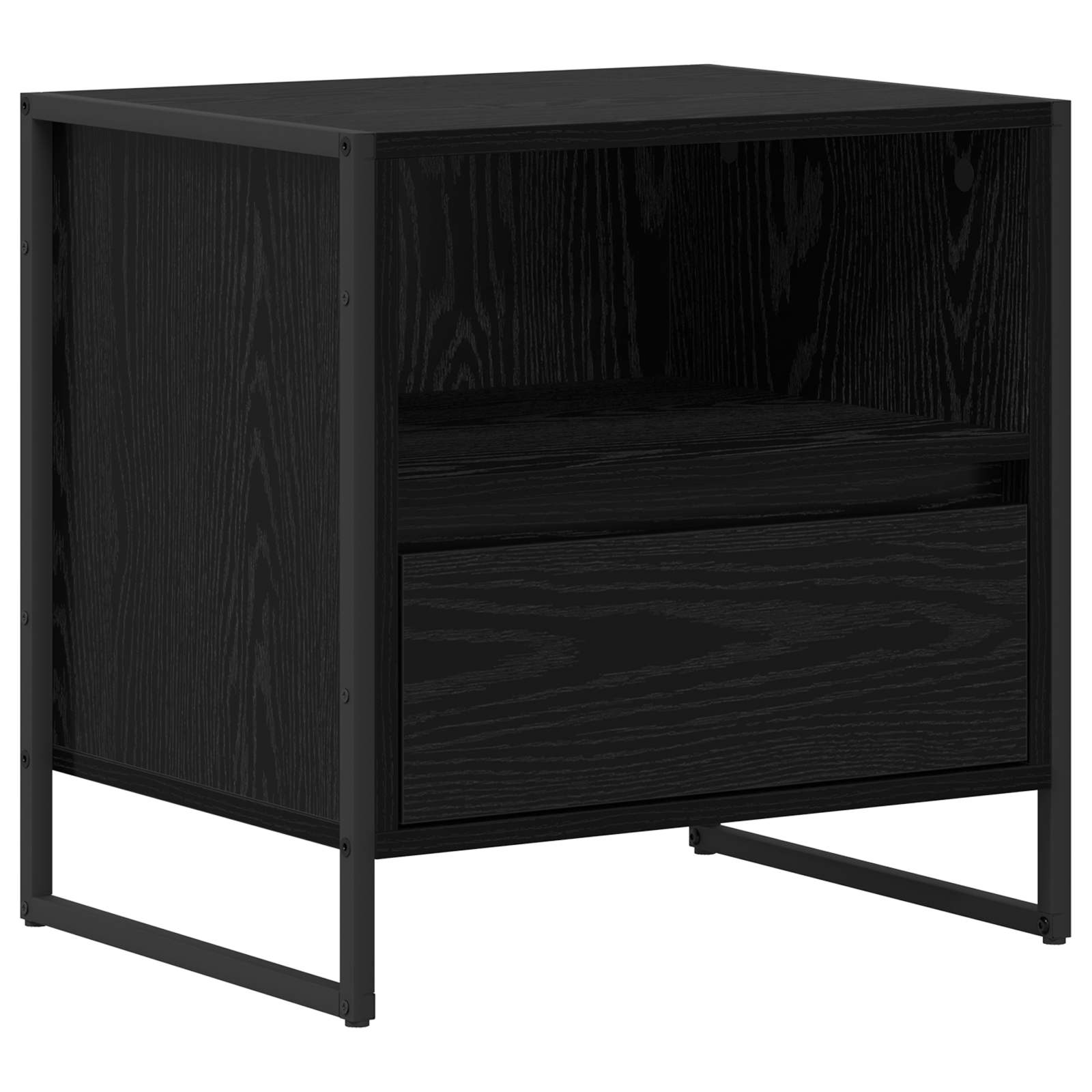 vidaXL Nachtkastje met lade Zwart Eiken 50 x 39,5 x 50 cm Bewerkt hout