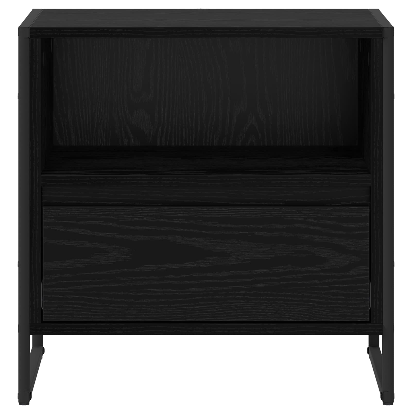 vidaXL Nachtkastje met lade Zwart Eiken 50 x 39,5 x 50 cm Bewerkt hout