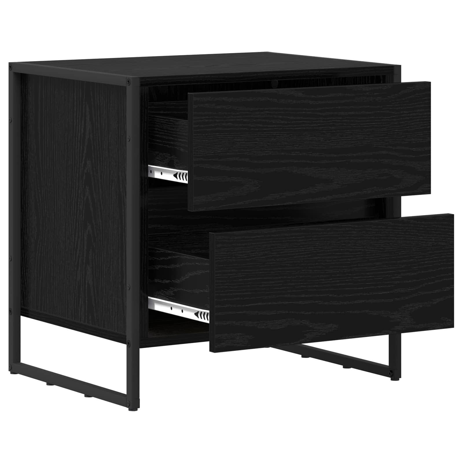 vidaXL Nachtkastje met lade Zwart Eiken 50 x 39,5 x 50 cm Bewerkt hout