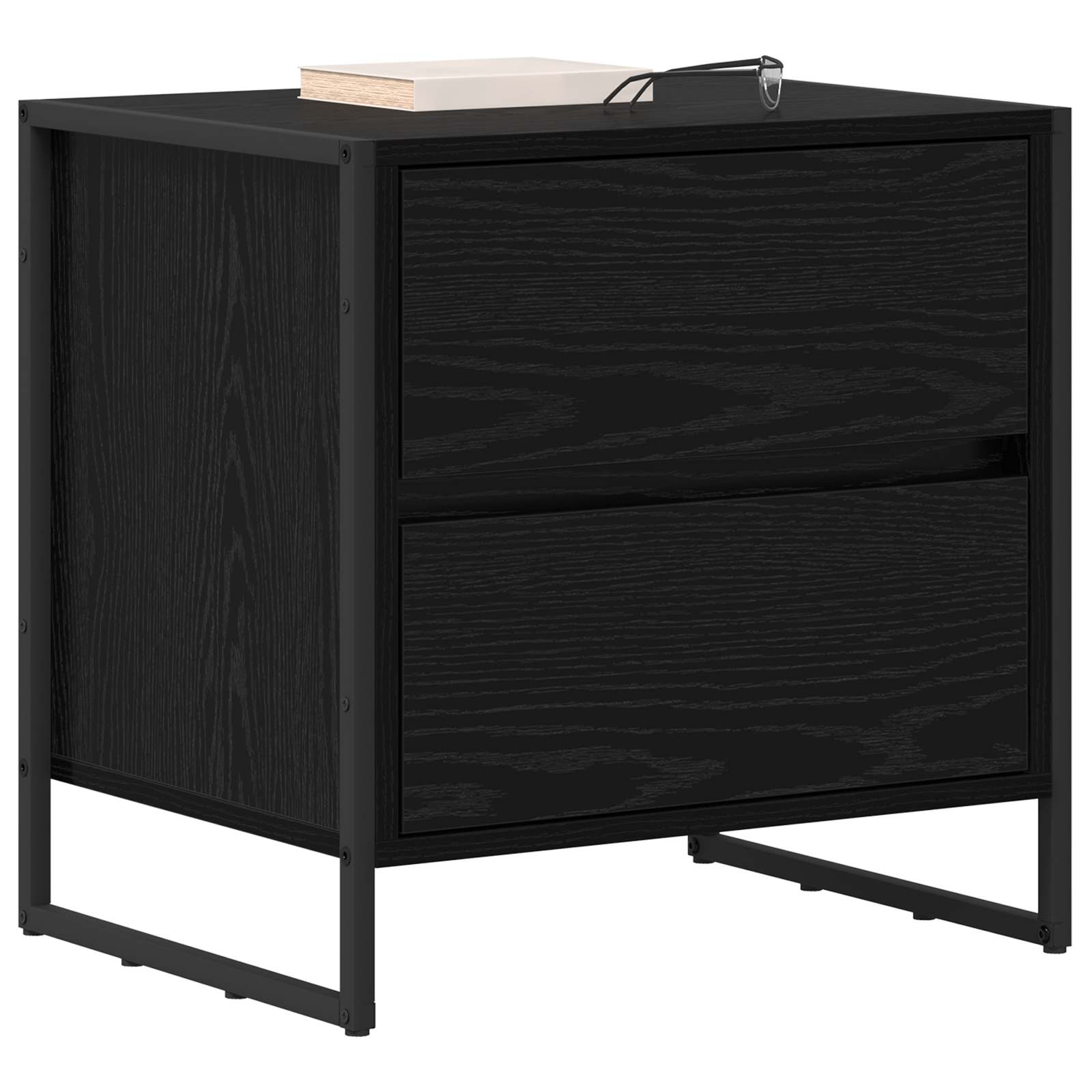 vidaXL Nachtkastje met lade Zwart Eiken 50 x 39,5 x 50 cm Bewerkt hout