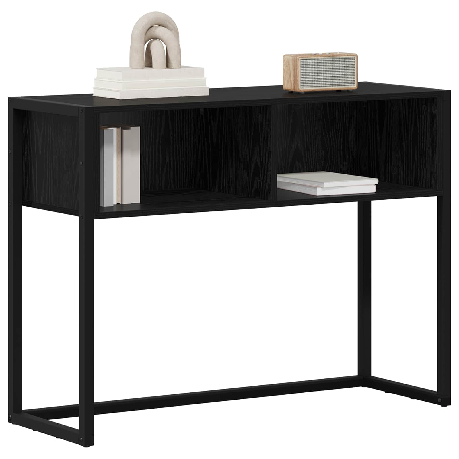 vidaXL Bijzettafel Zwart Eiken 100 x 36 x 75 cm Bewerkt hout