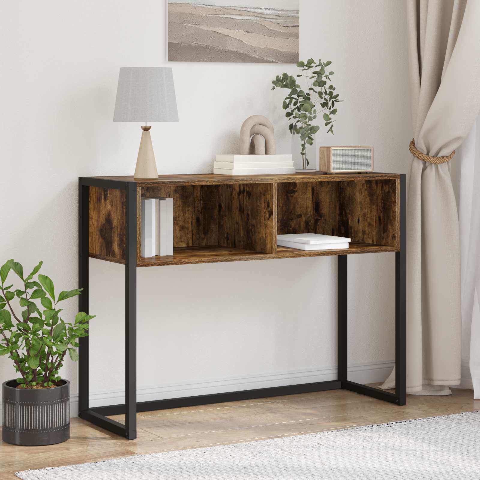 vidaXL Bijzettafel Zwart Eiken 100 x 36 x 75 cm Bewerkt hout