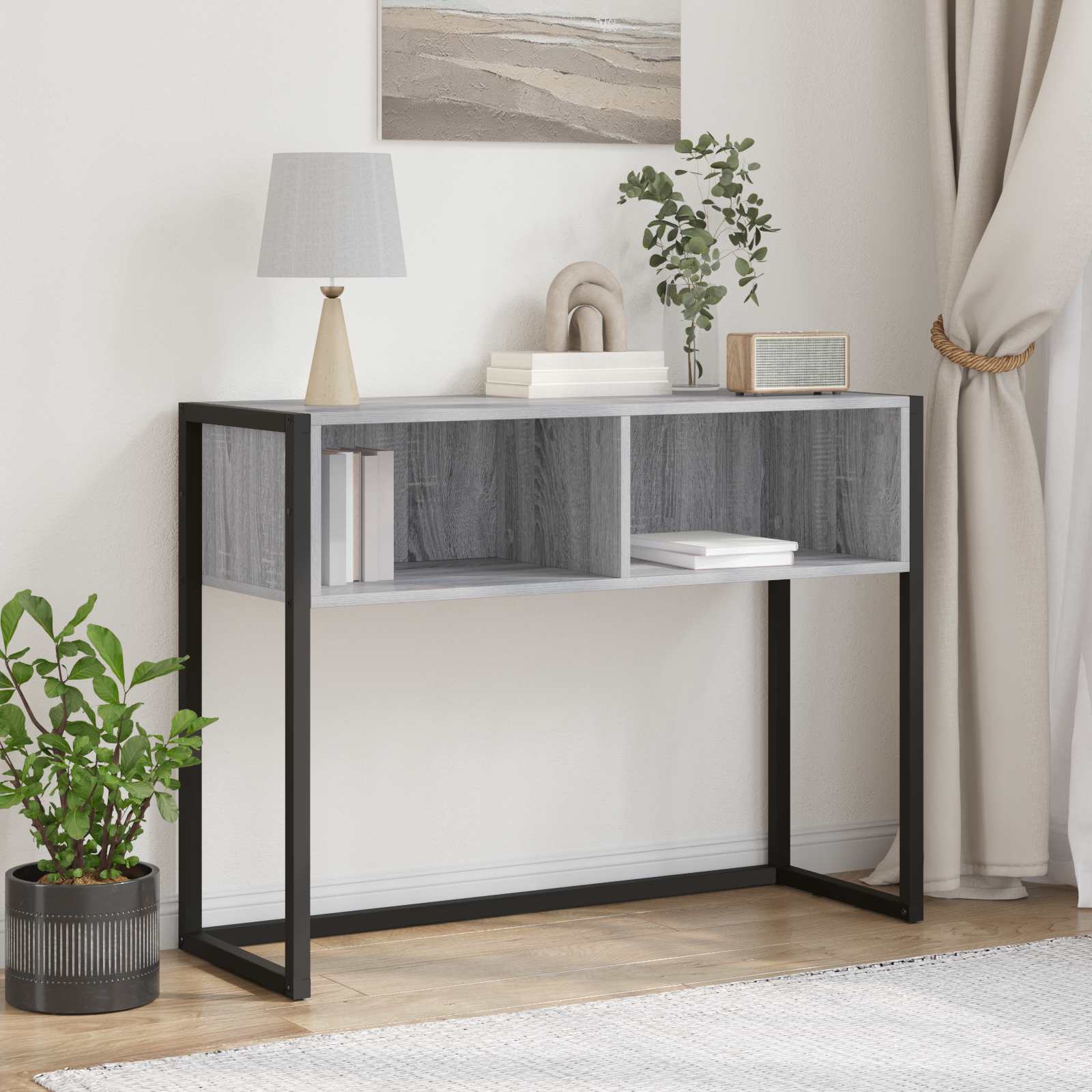 vidaXL Bijzettafel Zwart Eiken 100 x 36 x 75 cm Bewerkt hout