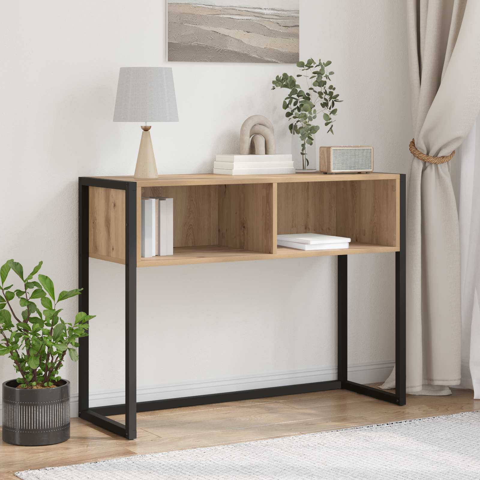 vidaXL Bijzettafel Zwart Eiken 100 x 36 x 75 cm Bewerkt hout