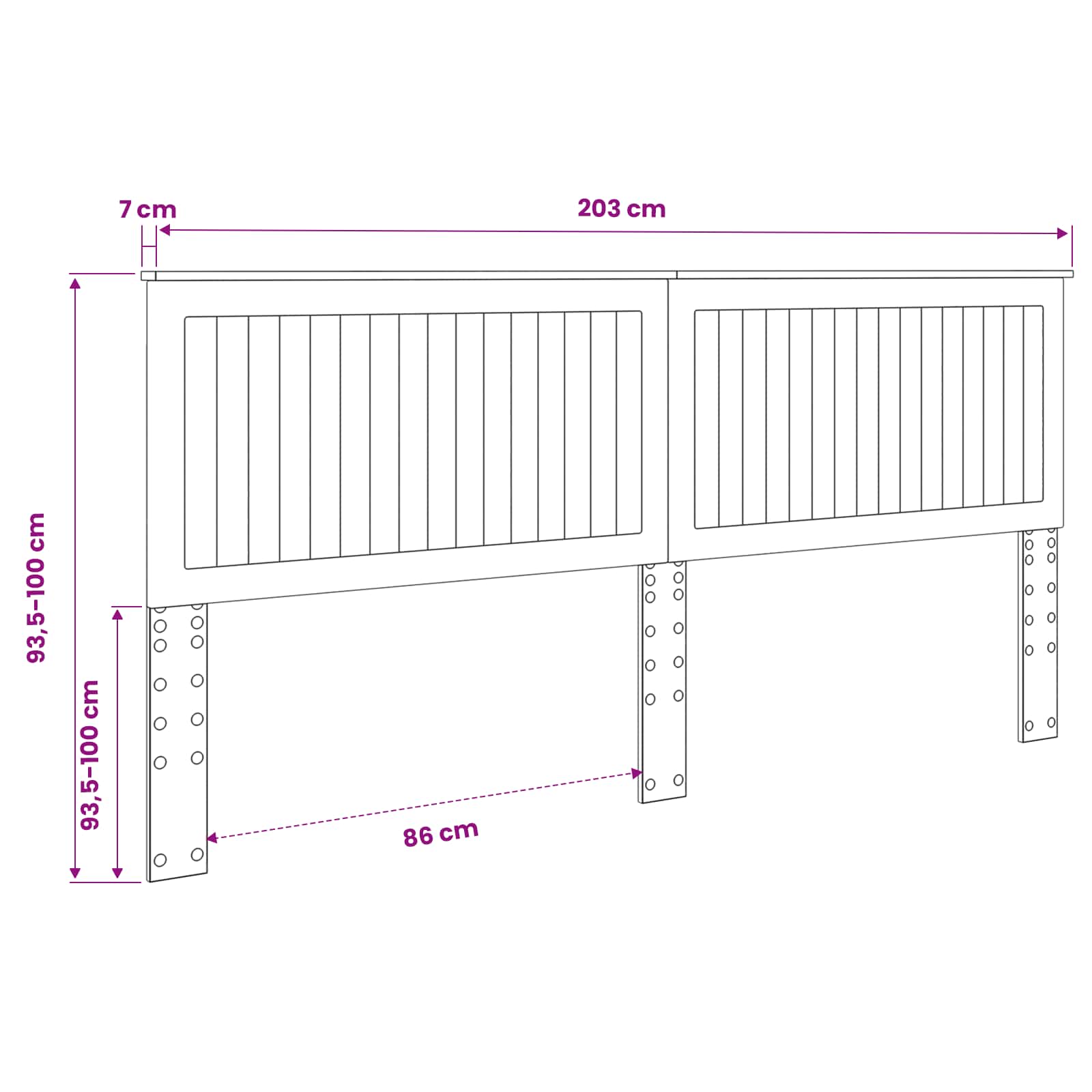 vidaXL Hoofdbord met hoofdeinde Wit 200 cm Bewerkt hout