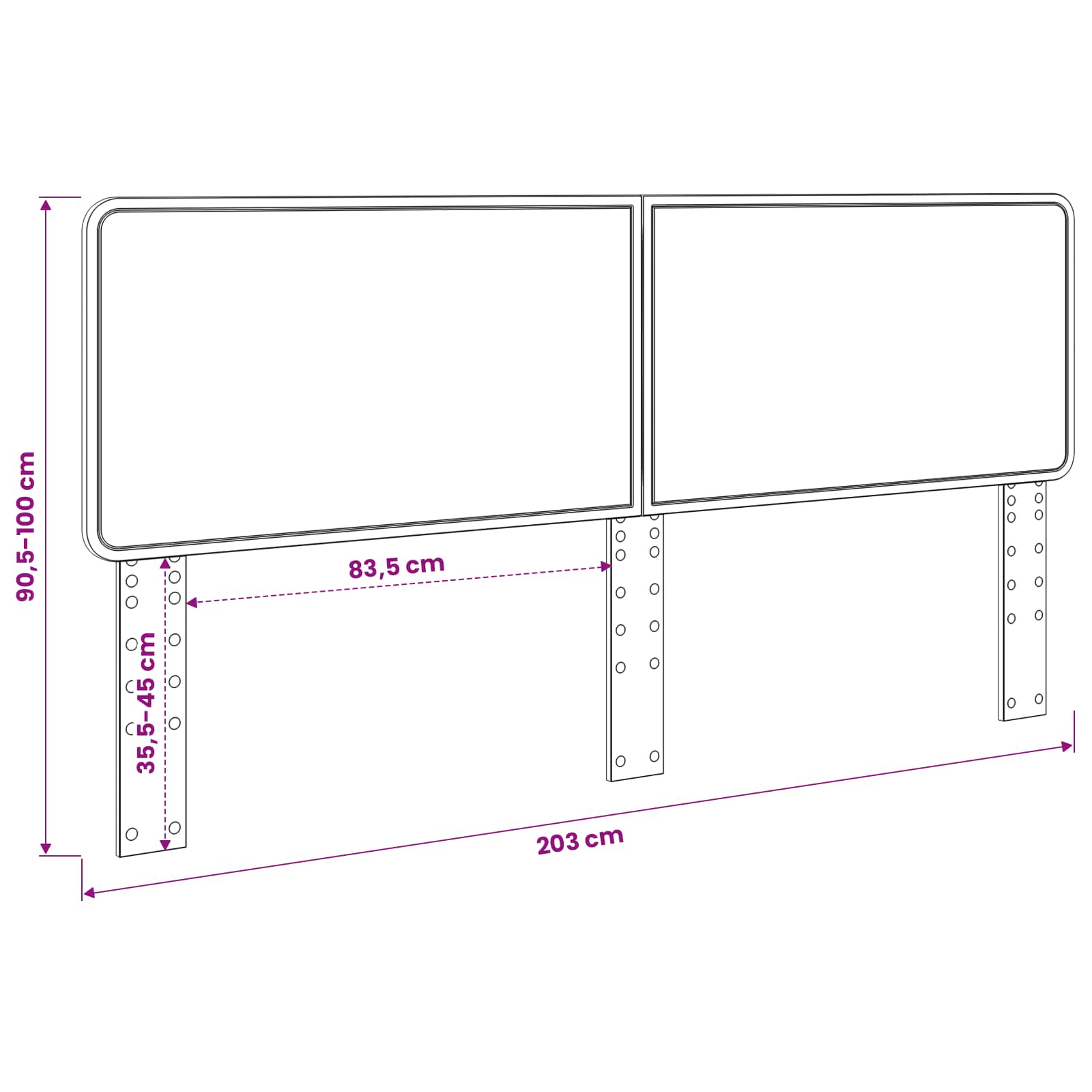 vidaXL Hoofdbord met hoofdeinde Wit 200 cm Bewerkt hout