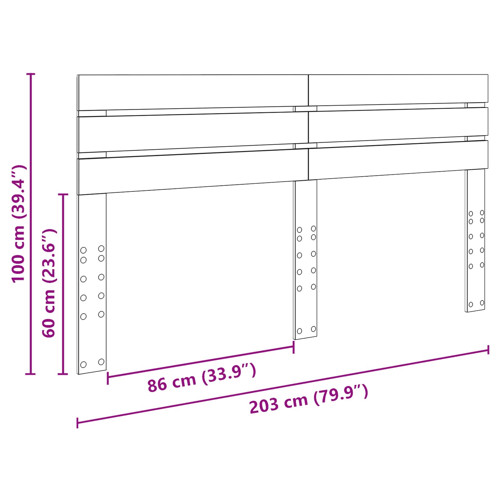 vidaXL Hoofdbord met hoofdeinde Wit 200 cm Bewerkt hout