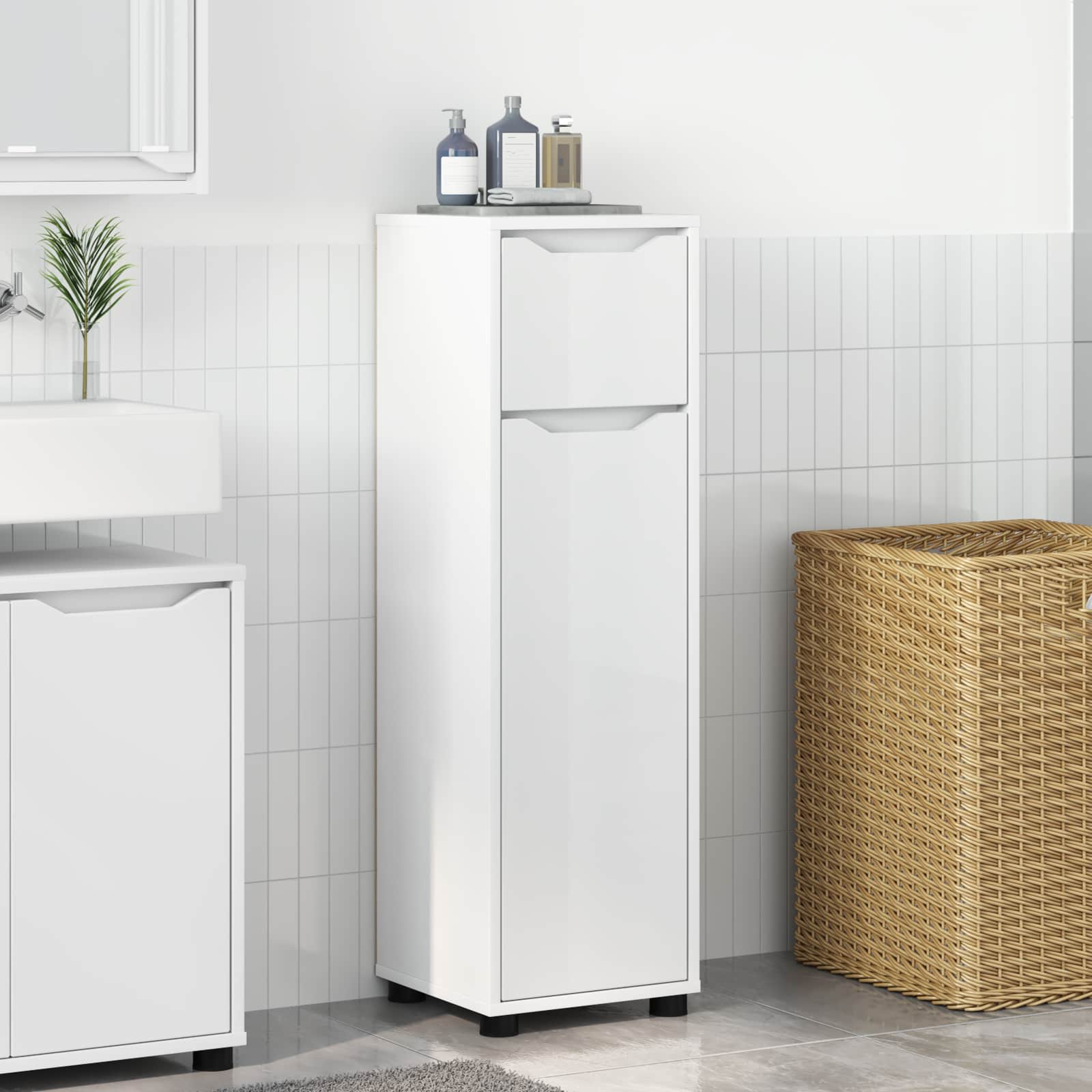 vidaXL Badkamer Kast Grijs Sonoma 30,5 x 30 x 101 cm Bewerkt hout