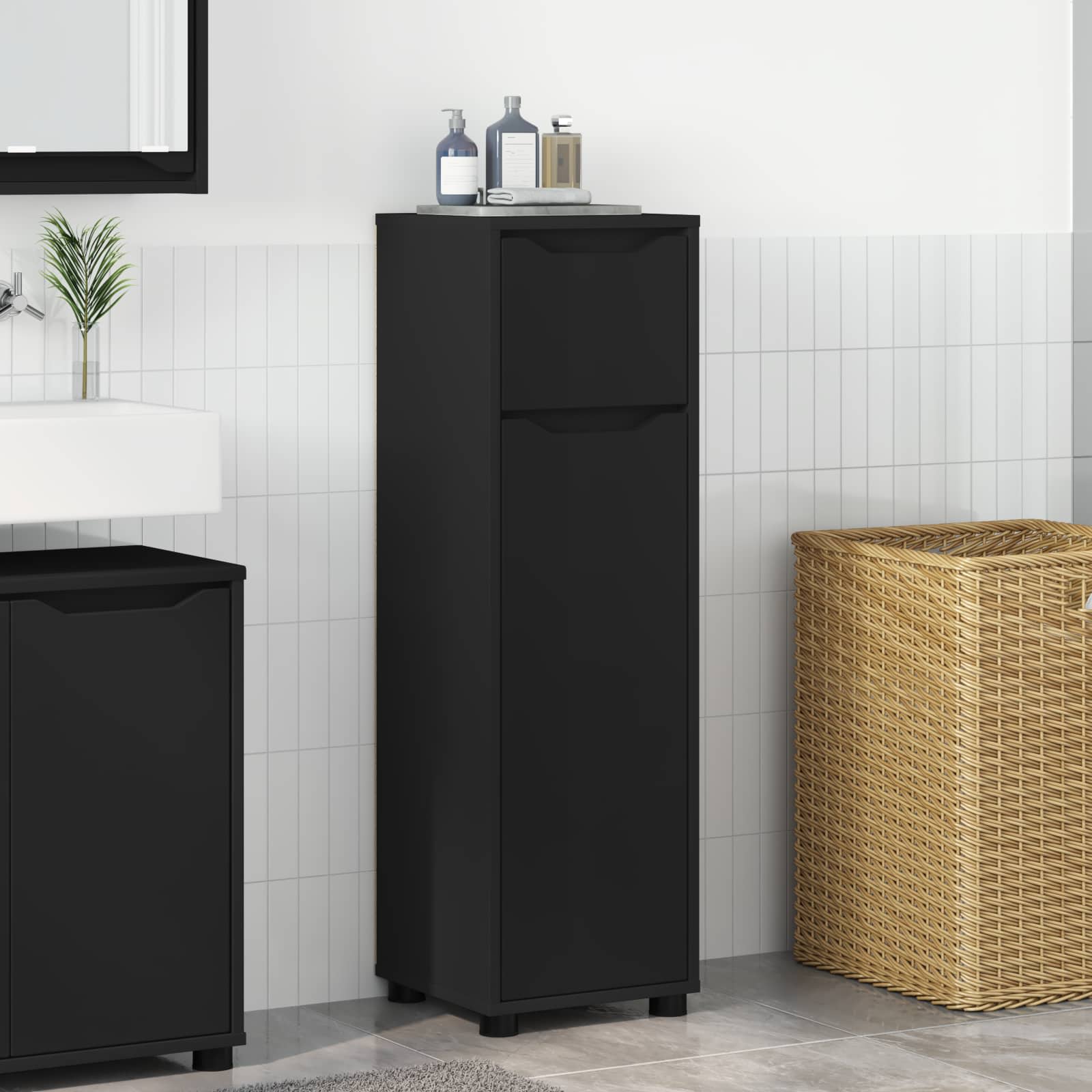 vidaXL Badkamer Kast Grijs Sonoma 30,5 x 30 x 101 cm Bewerkt hout