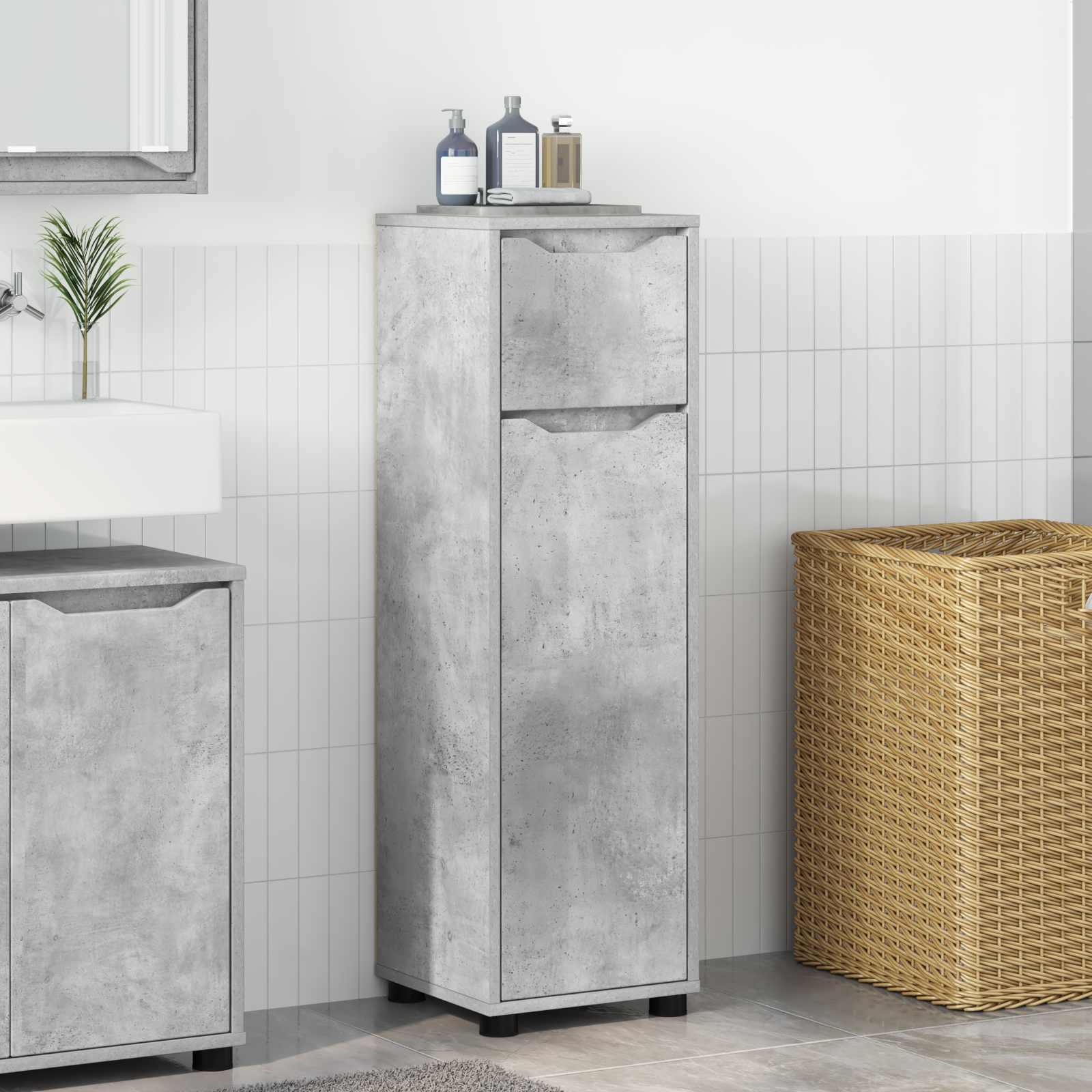vidaXL Badkamer Kast Grijs Sonoma 30,5 x 30 x 101 cm Bewerkt hout