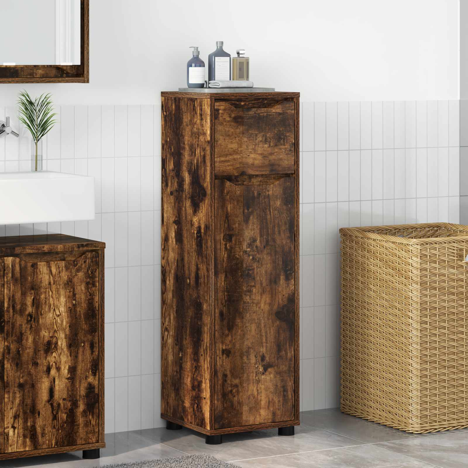 vidaXL Badkamer Kast Grijs Sonoma 30,5 x 30 x 101 cm Bewerkt hout
