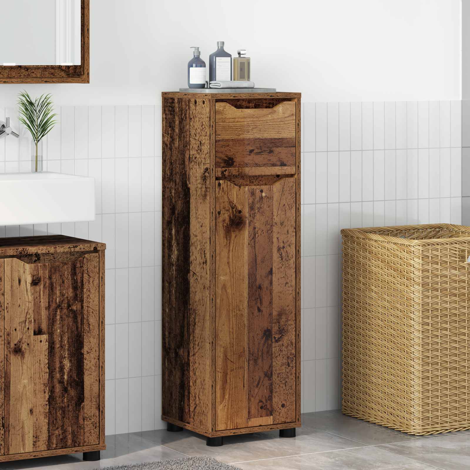 vidaXL Badkamer Kast Grijs Sonoma 30,5 x 30 x 101 cm Bewerkt hout