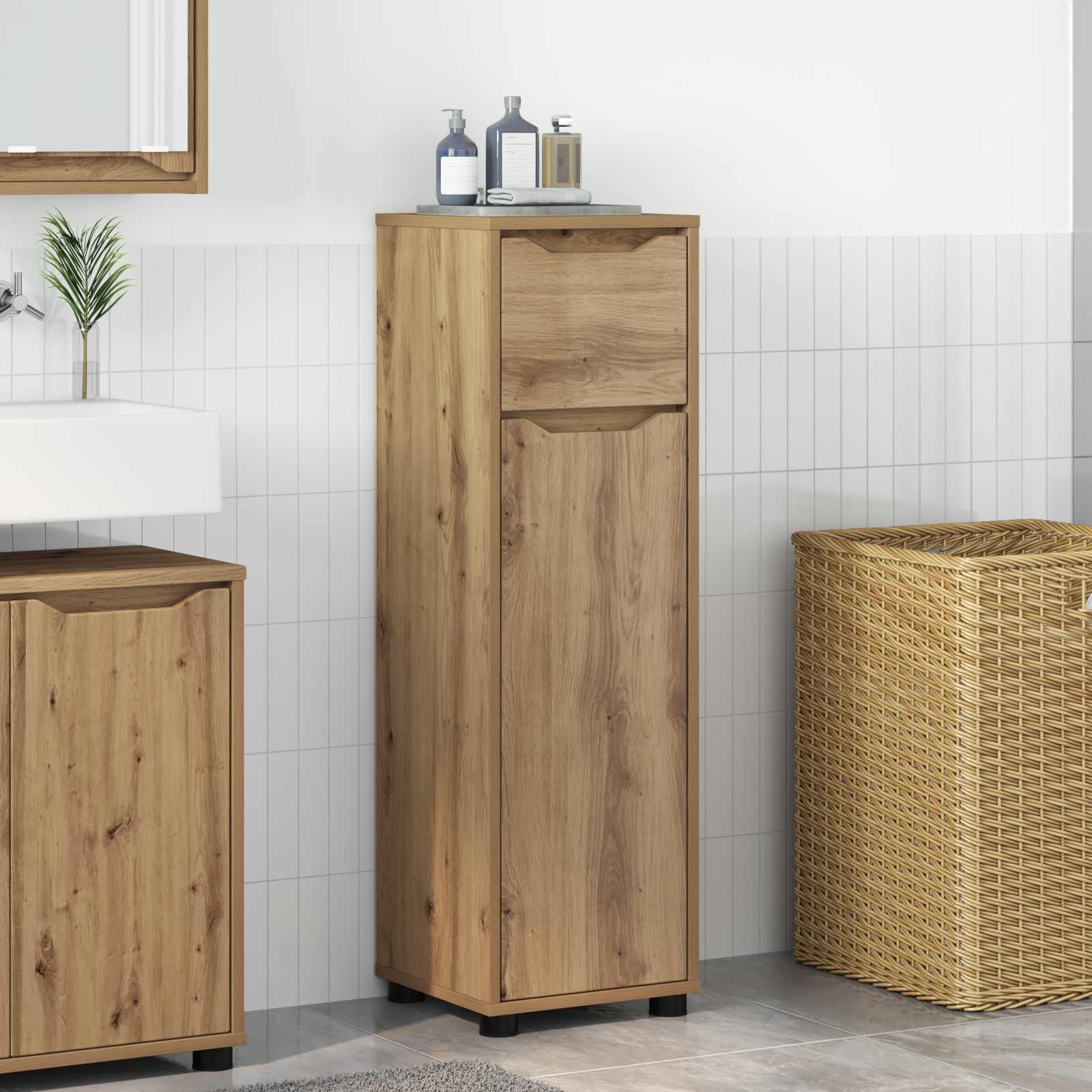 vidaXL Badkamer Kast Grijs Sonoma 30,5 x 30 x 101 cm Bewerkt hout