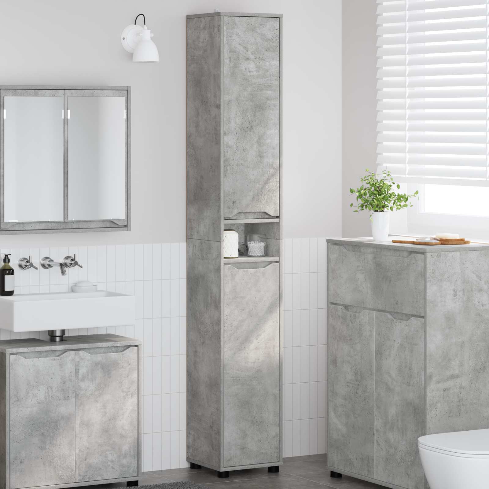 vidaXL Badkamer Kast met plank Wit 30,5 x 30 x 195 cm Bewerkt hout