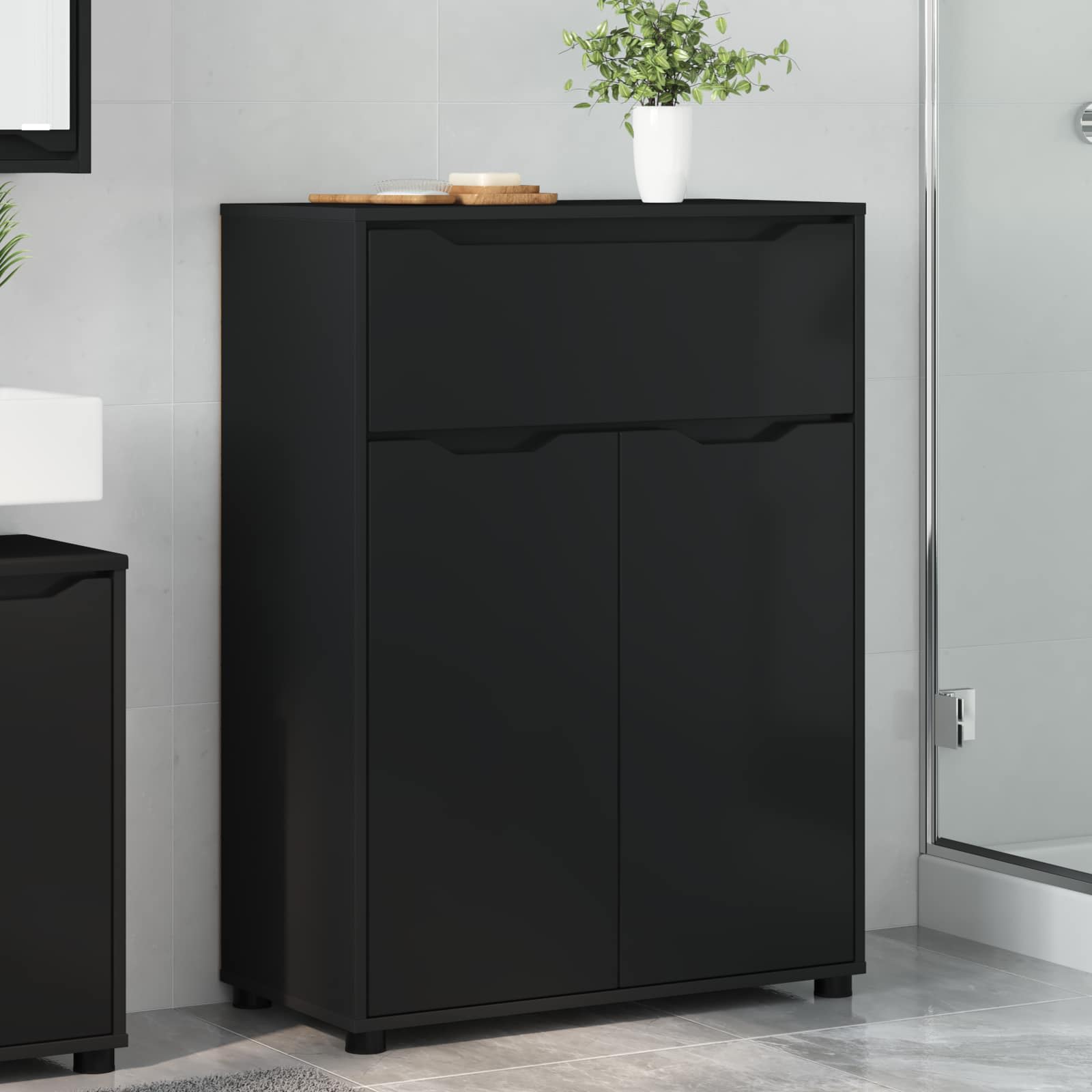 vidaXL Badkamer Kast met lade Wit 72,5 x 36,5 x 100 cm Bewerkt hout