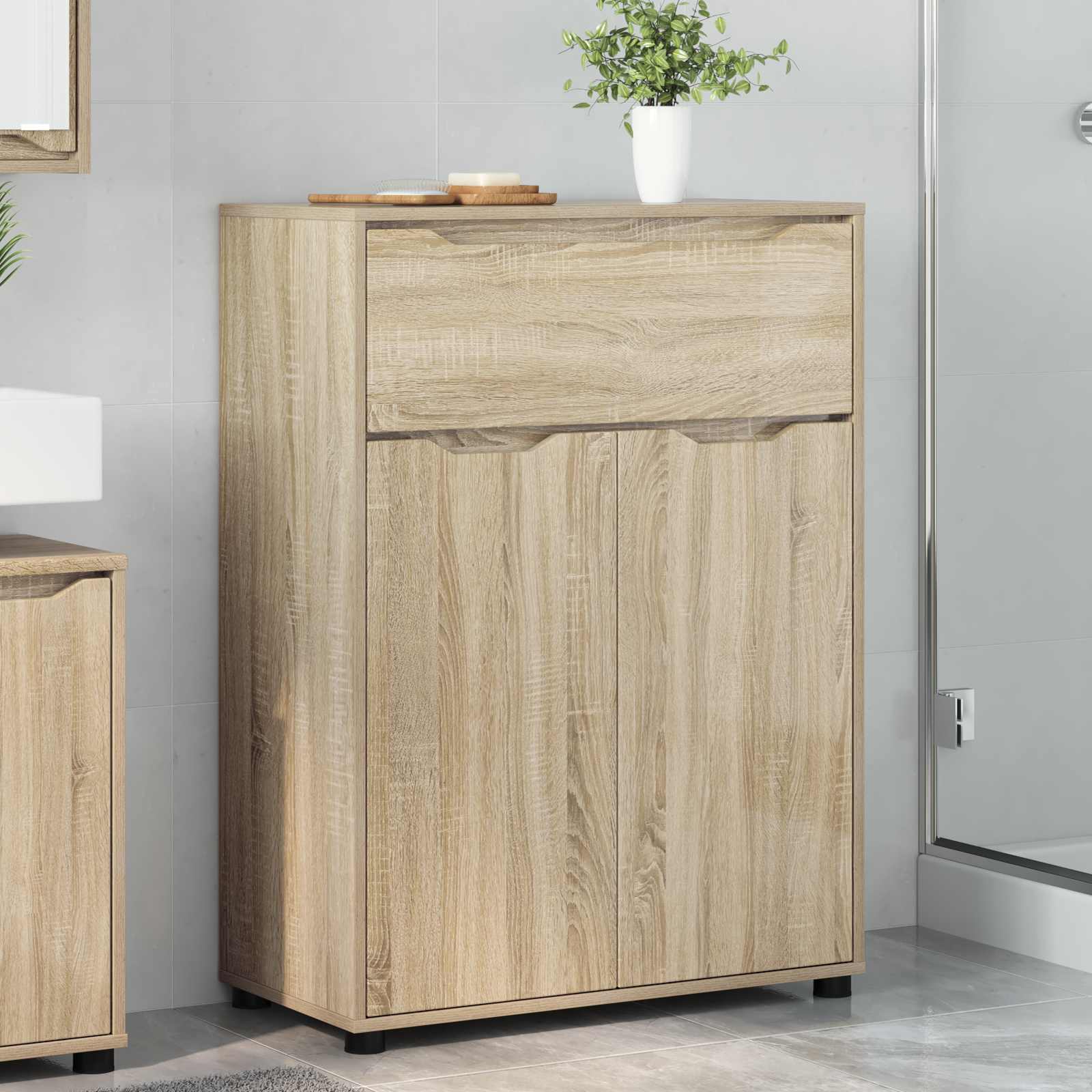 vidaXL Badkamer Kast met lade Wit 72,5 x 36,5 x 100 cm Bewerkt hout