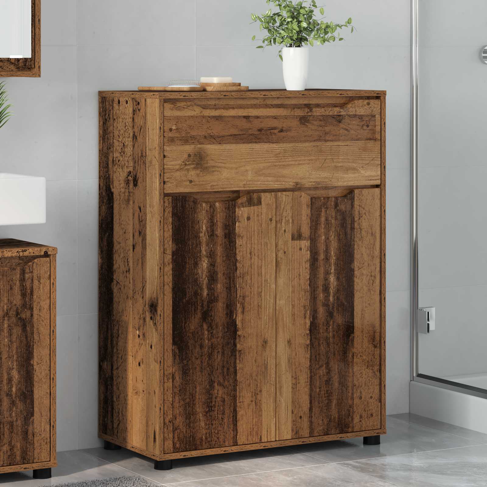 vidaXL Badkamer Kast met lade Wit 72,5 x 36,5 x 100 cm Bewerkt hout