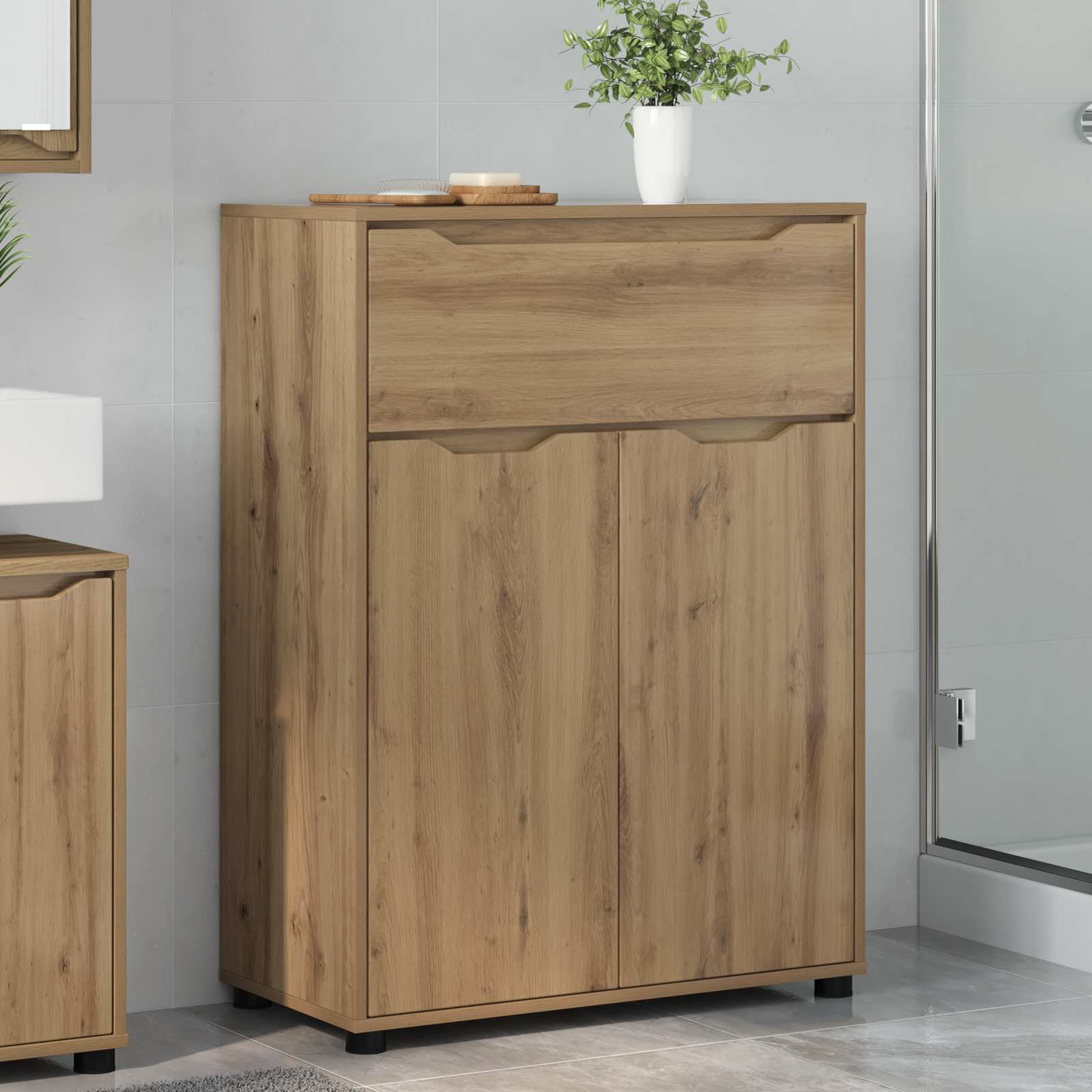 vidaXL Badkamer Kast met lade Wit 72,5 x 36,5 x 100 cm Bewerkt hout