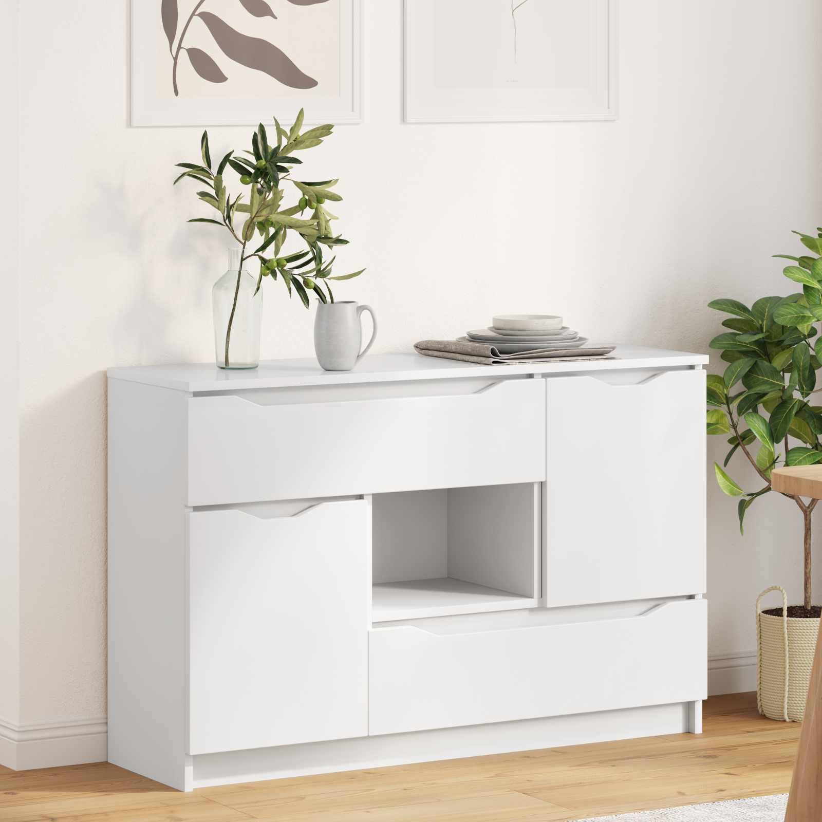 vidaXL Dressoir met lade Wit 100 x 30 x 65,6 Bewerkt hout