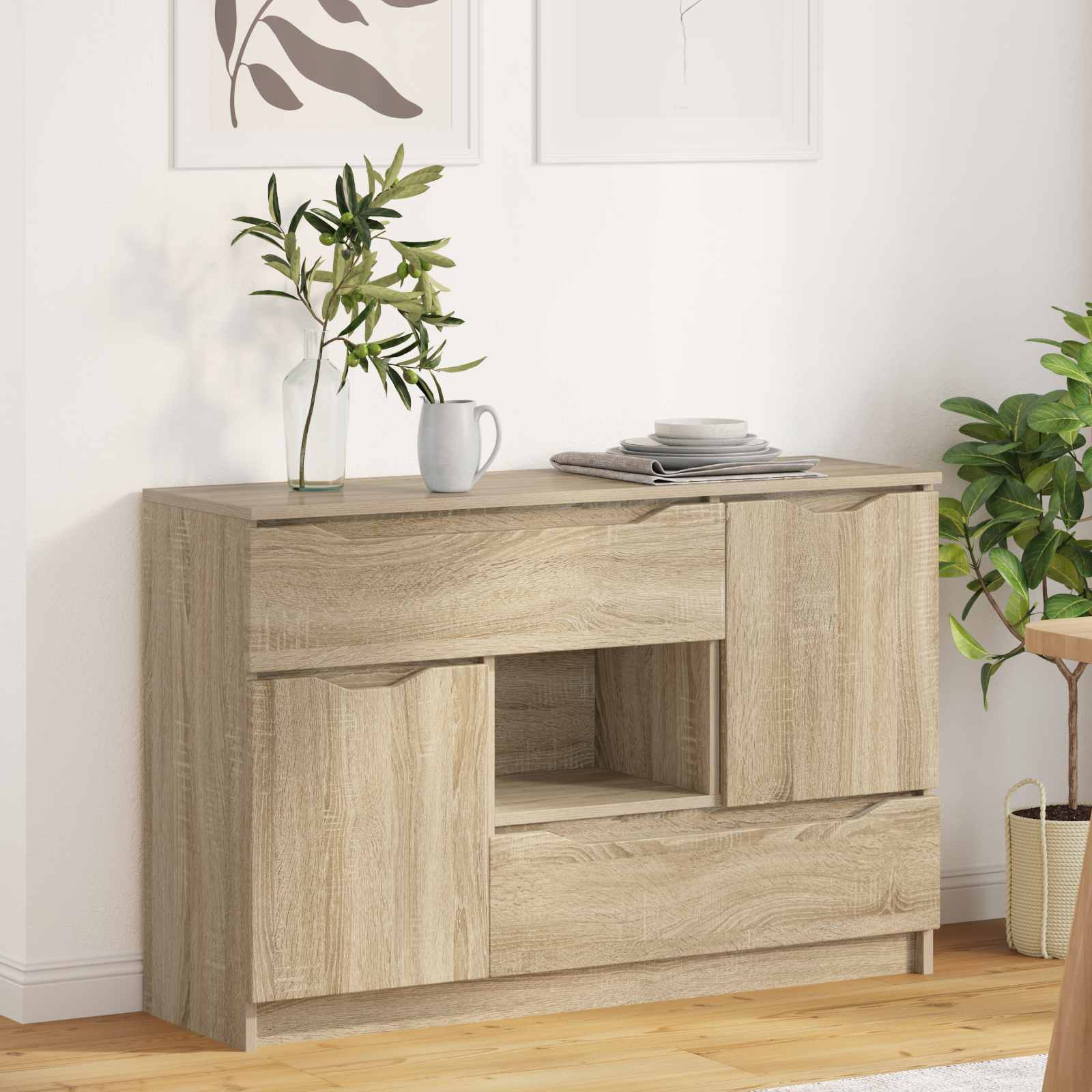 vidaXL Dressoir met lade Wit 100 x 30 x 65,6 Bewerkt hout