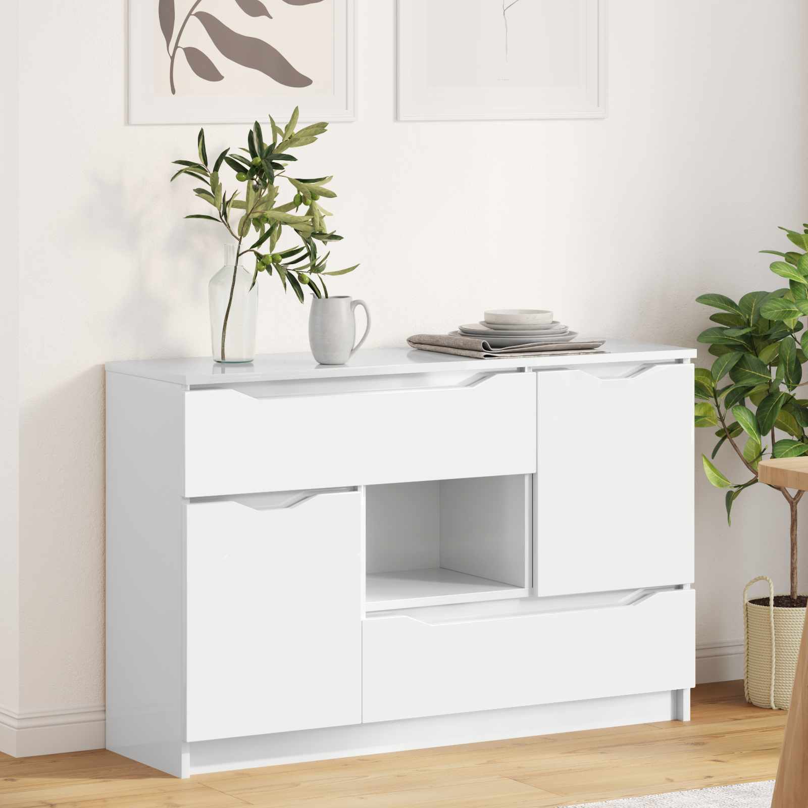 vidaXL Dressoir met lade Wit 100 x 30 x 65,6 Bewerkt hout