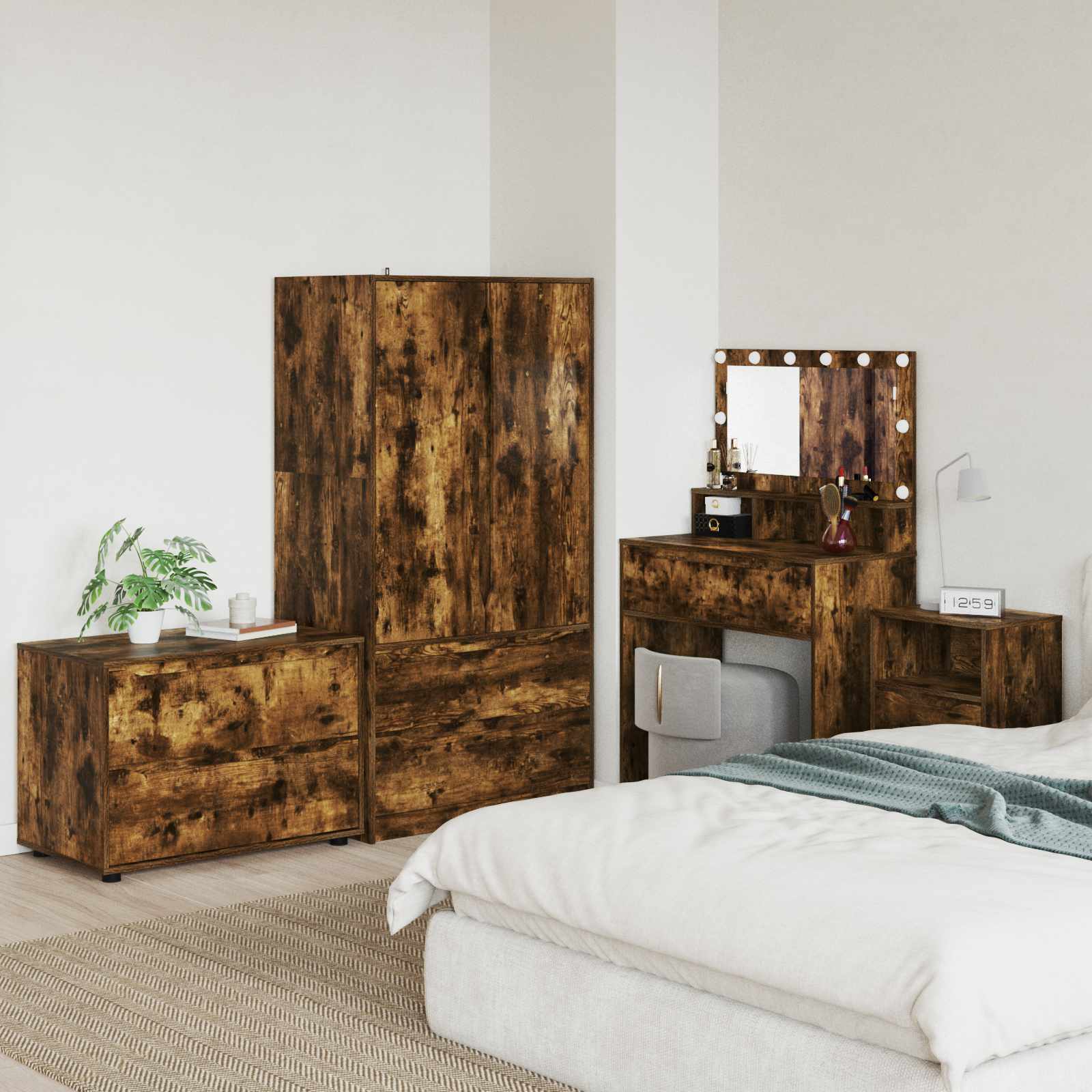 vidaXL Opslagkasten 2 pcs Wit 80 x 48 x 105 cm Bewerkt hout