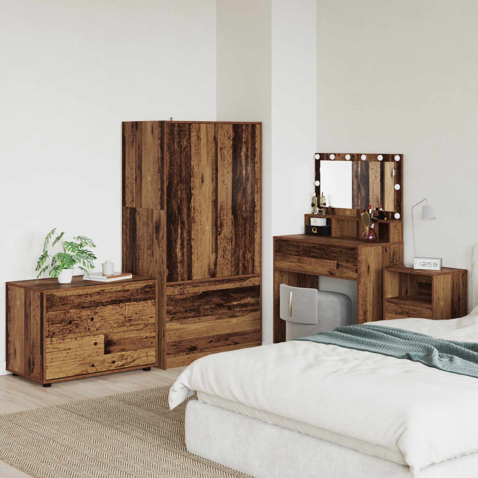vidaXL Opslagkasten 2 pcs Wit 80 x 48 x 105 cm Bewerkt hout