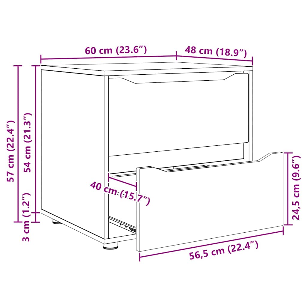 vidaXL Opslagkasten 2 pcs Wit 80 x 48 x 105 cm Bewerkt hout