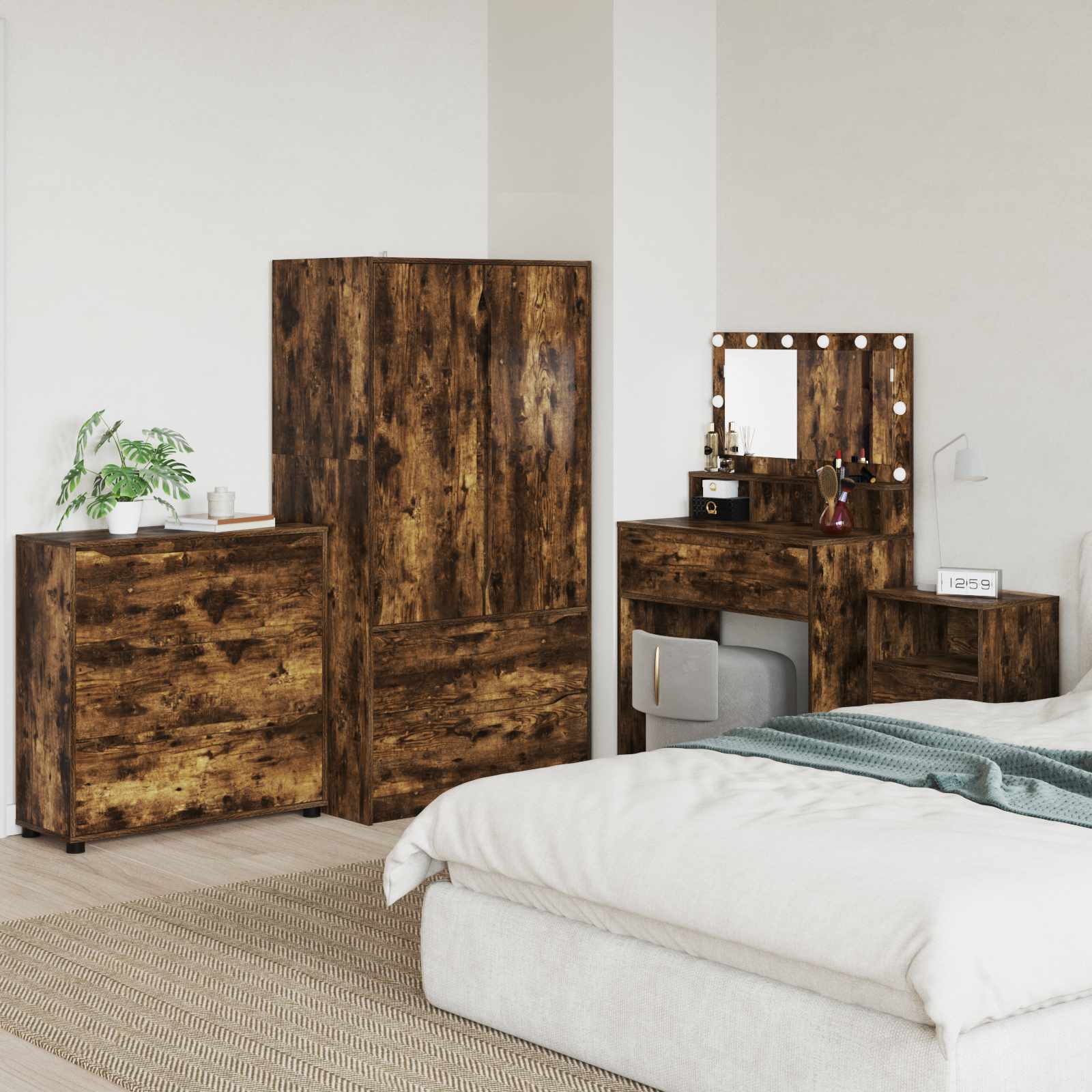 vidaXL Opslagkasten 2 pcs Wit 80 x 48 x 105 cm Bewerkt hout