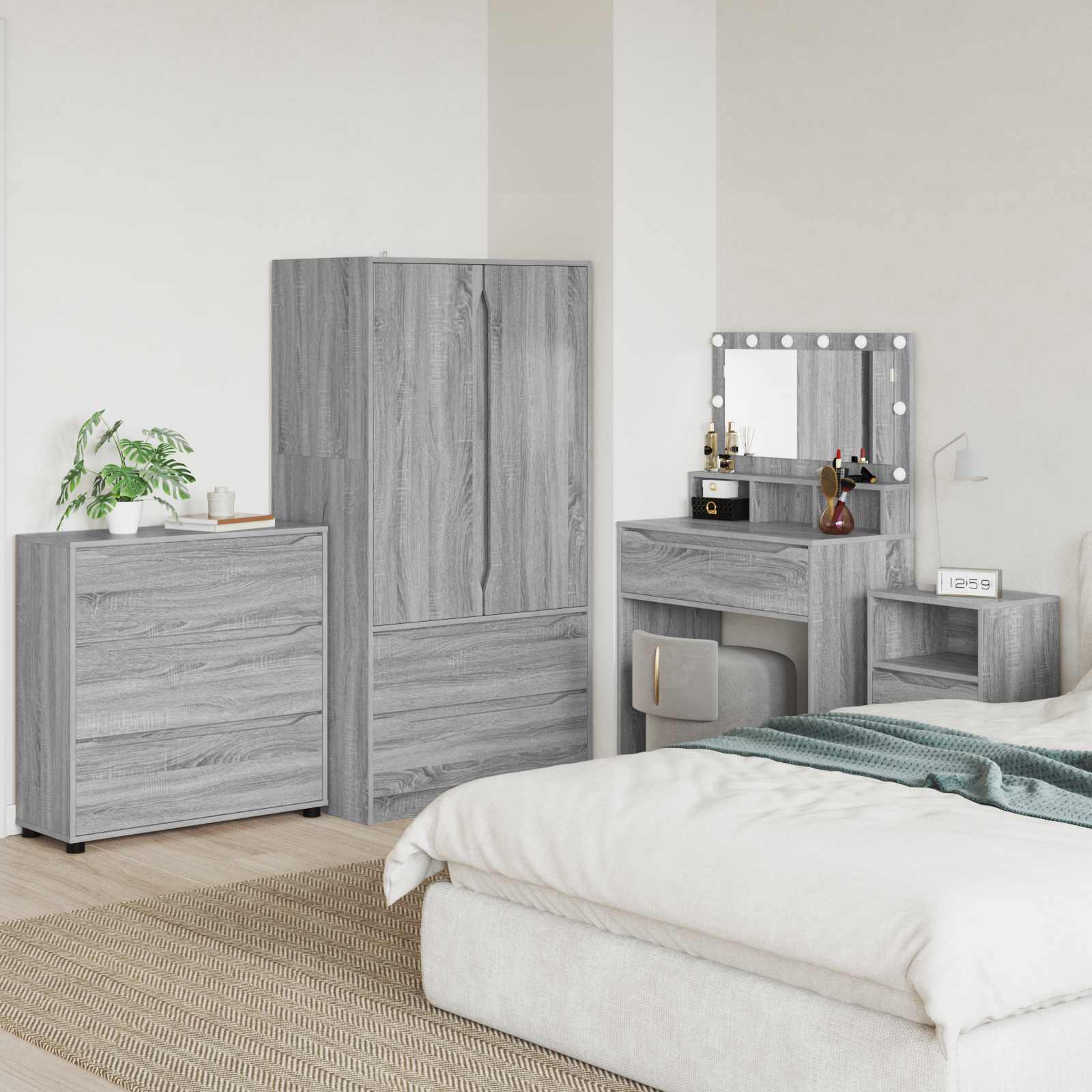 vidaXL Opslagkasten 2 pcs Wit 80 x 48 x 105 cm Bewerkt hout