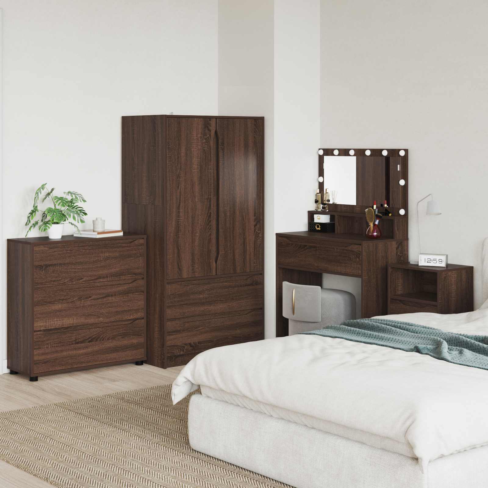 vidaXL Opslagkasten 2 pcs Wit 80 x 48 x 105 cm Bewerkt hout