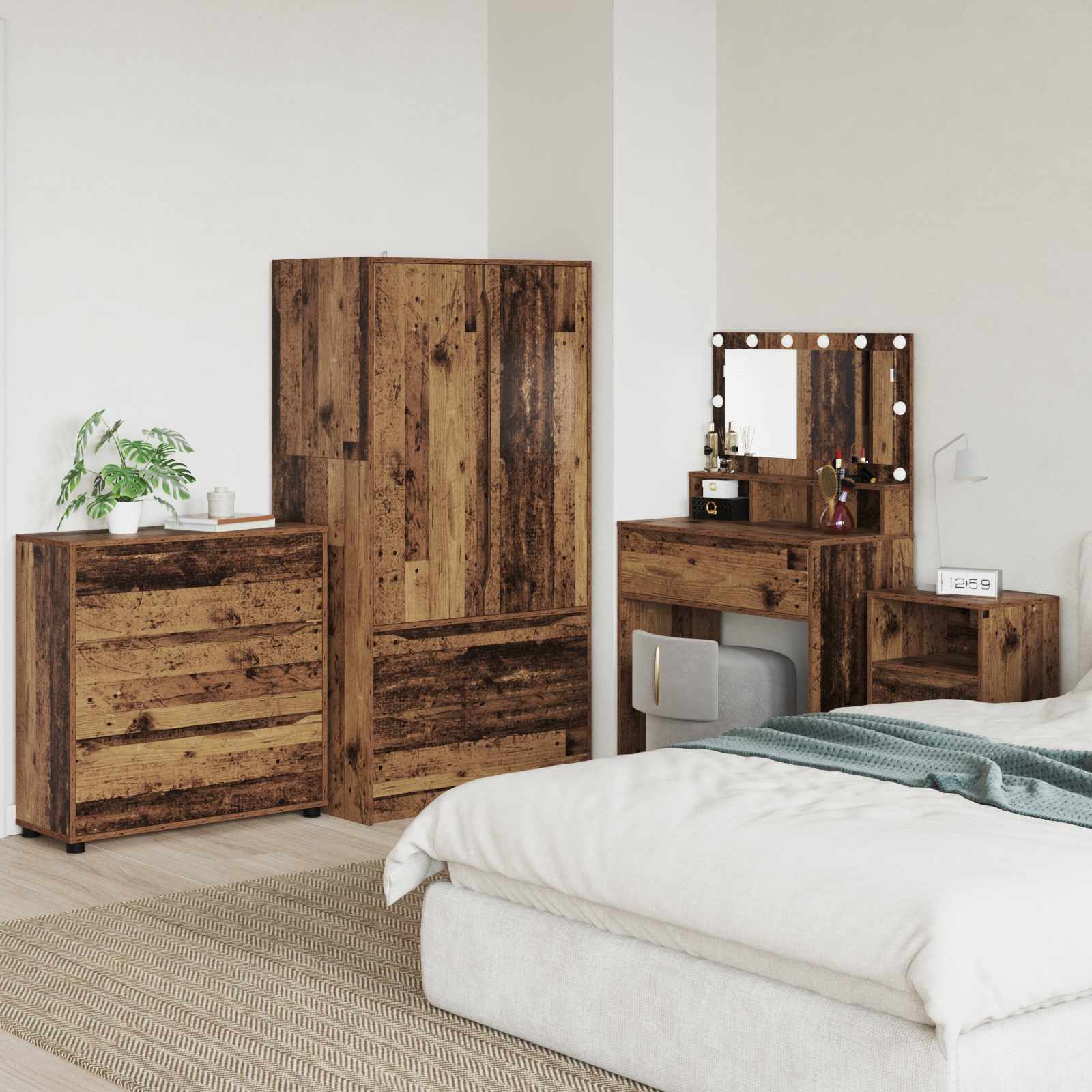 vidaXL Opslagkasten 2 pcs Wit 80 x 48 x 105 cm Bewerkt hout
