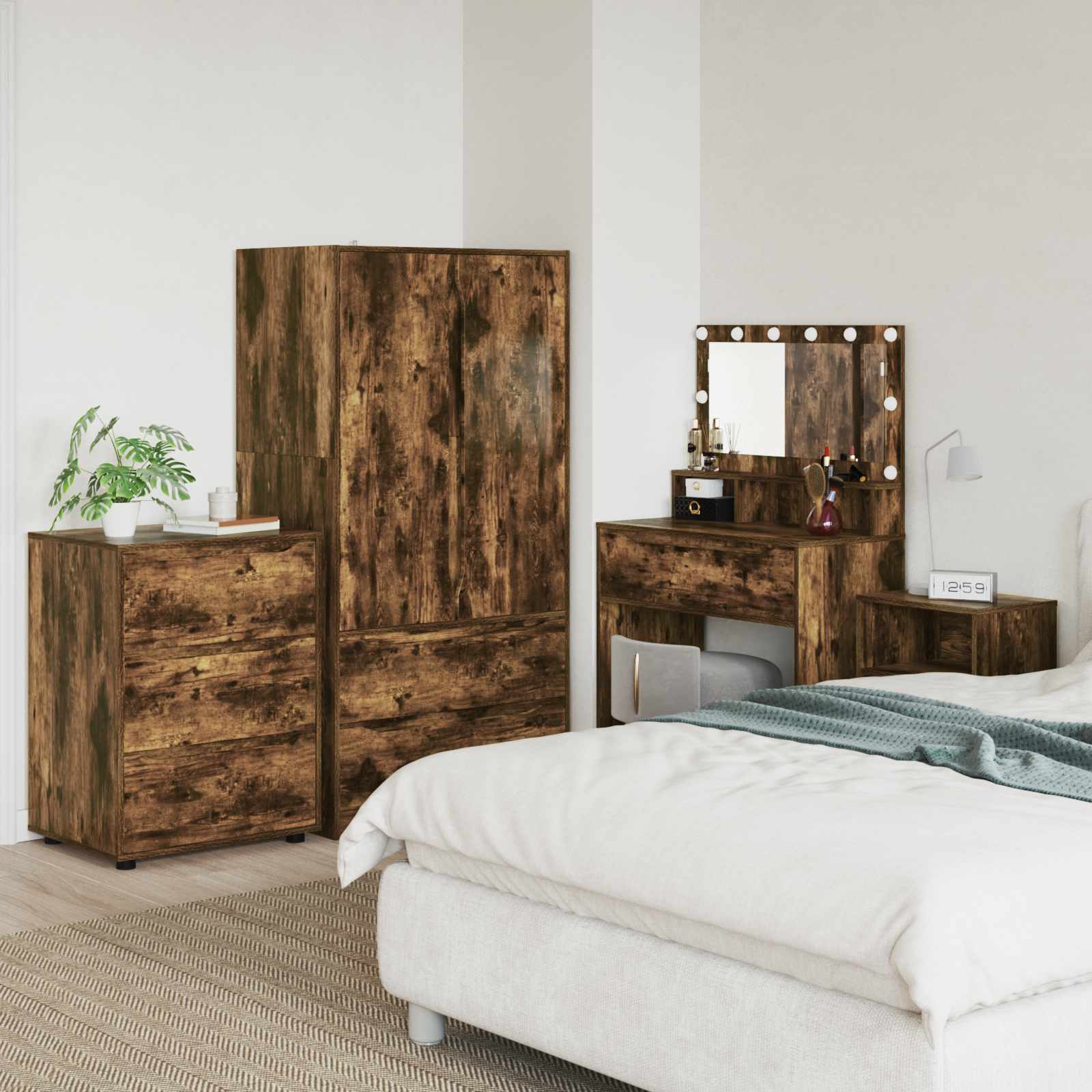 vidaXL Opslagkasten 2 pcs Wit 80 x 48 x 105 cm Bewerkt hout