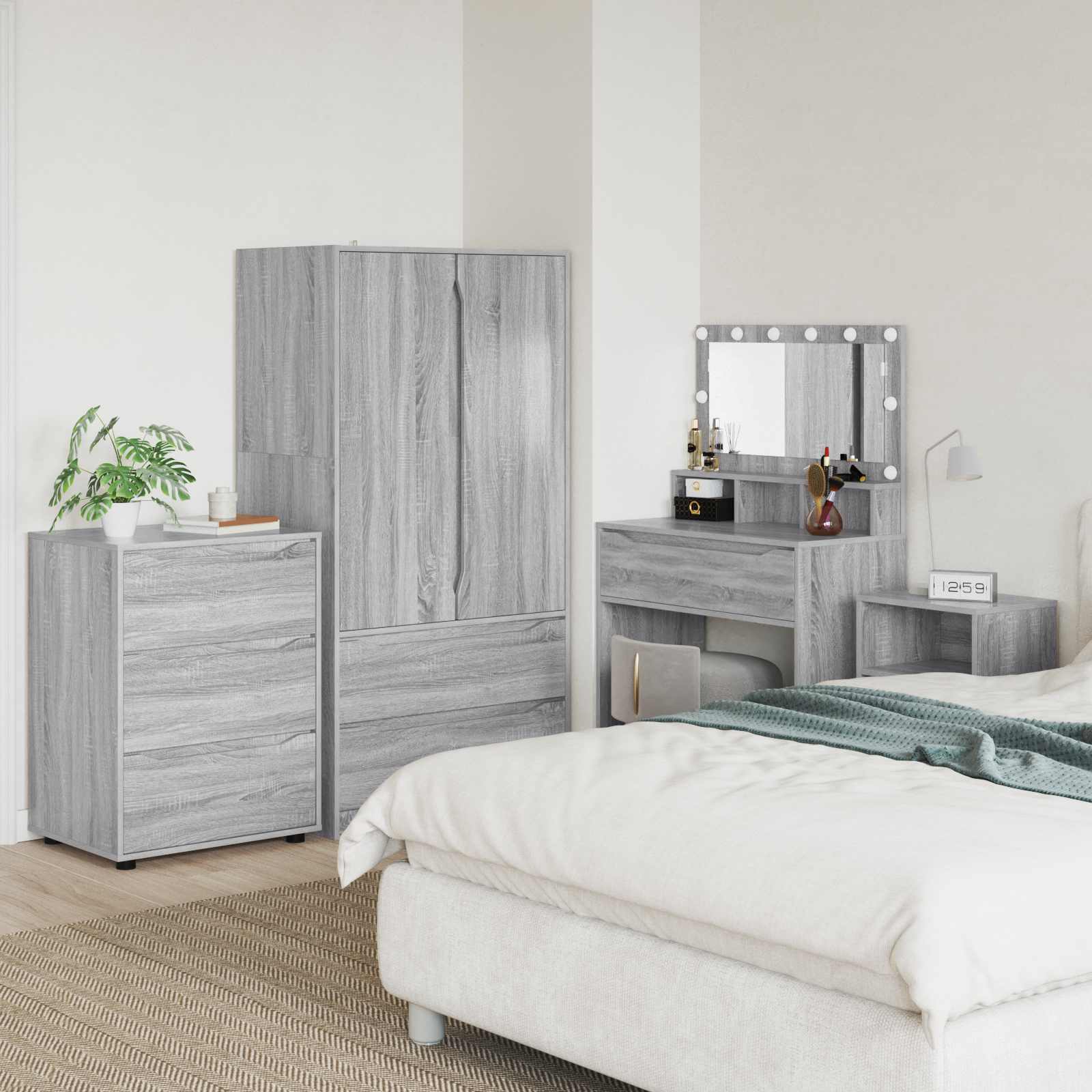 vidaXL Opslagkasten 2 pcs Wit 80 x 48 x 105 cm Bewerkt hout