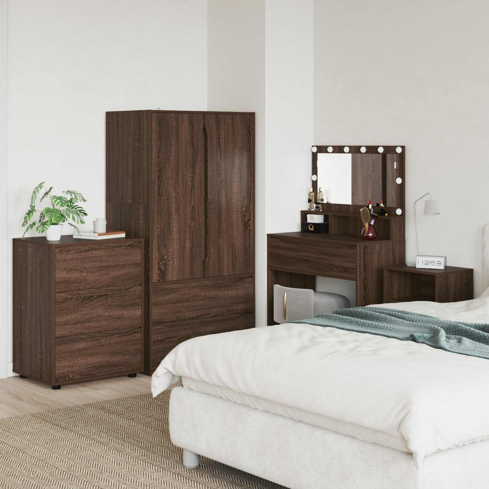 vidaXL Opslagkasten 2 pcs Wit 80 x 48 x 105 cm Bewerkt hout
