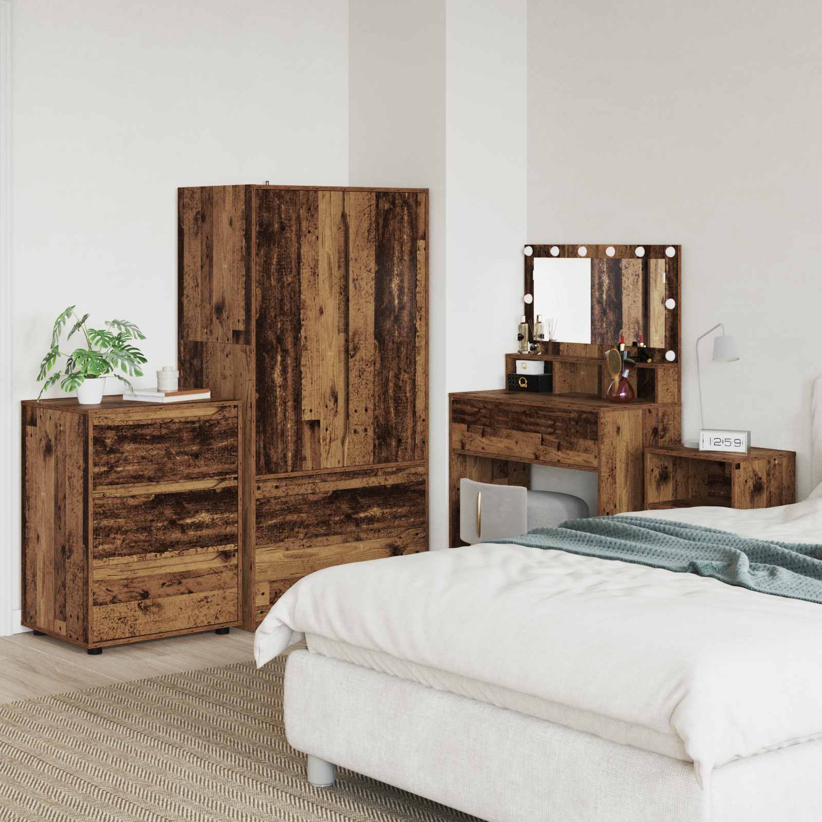 vidaXL Opslagkasten 2 pcs Wit 80 x 48 x 105 cm Bewerkt hout