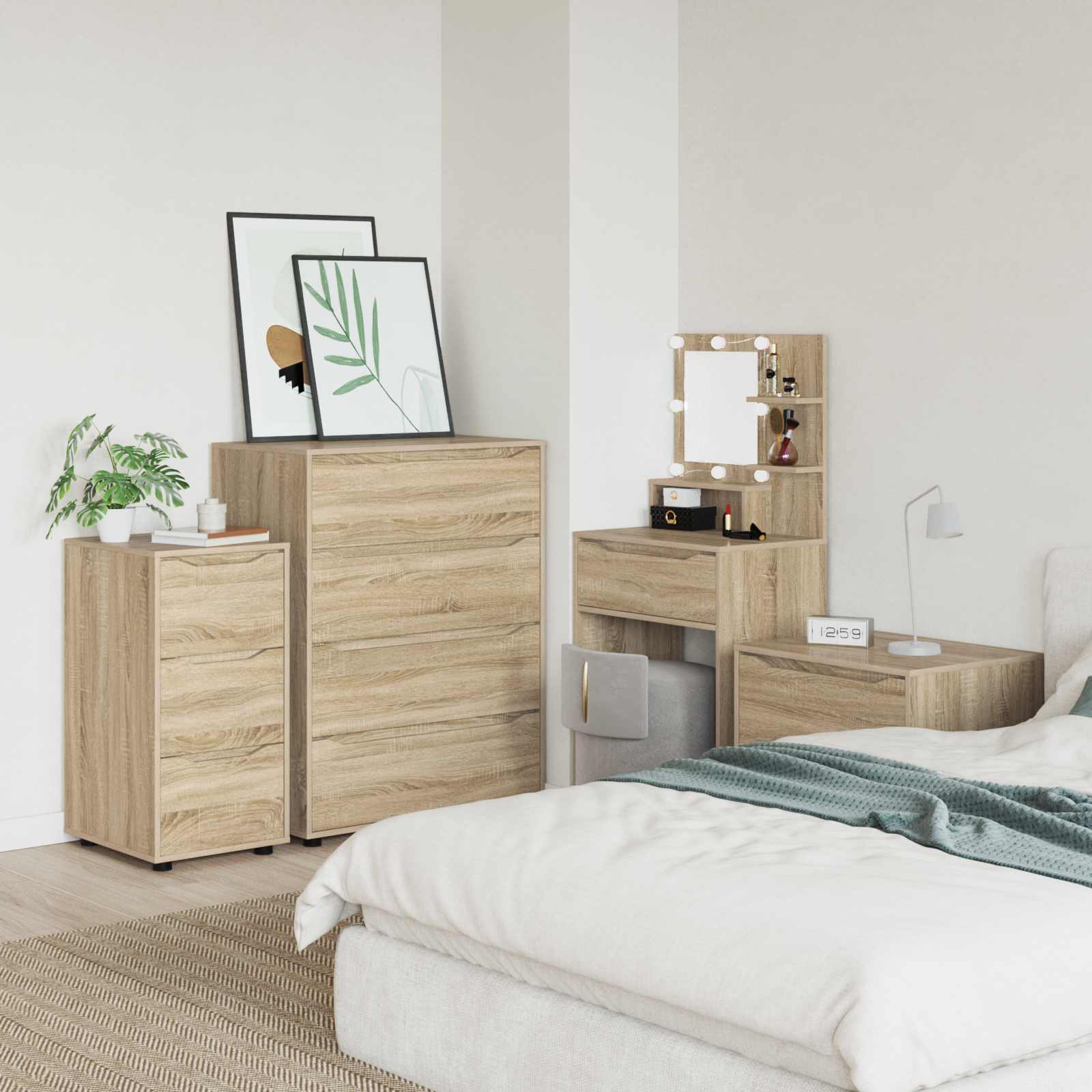 vidaXL Opslagkasten 2 pcs Wit 80 x 48 x 105 cm Bewerkt hout