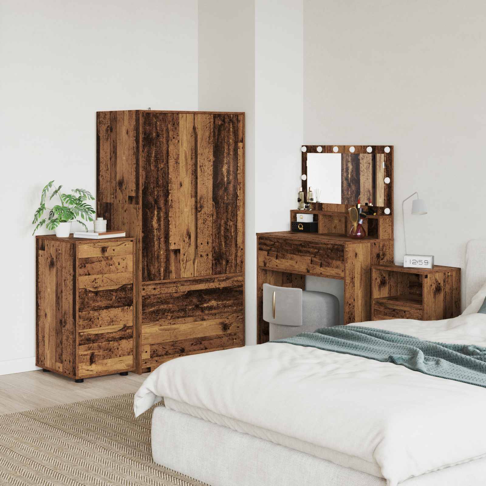 vidaXL Opslagkasten 2 pcs Wit 80 x 48 x 105 cm Bewerkt hout
