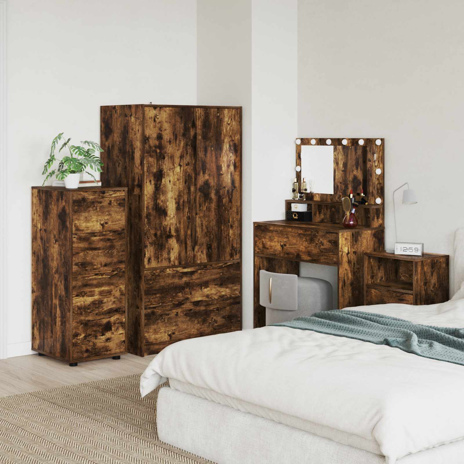 vidaXL Opslagkasten 2 pcs Wit 80 x 48 x 105 cm Bewerkt hout