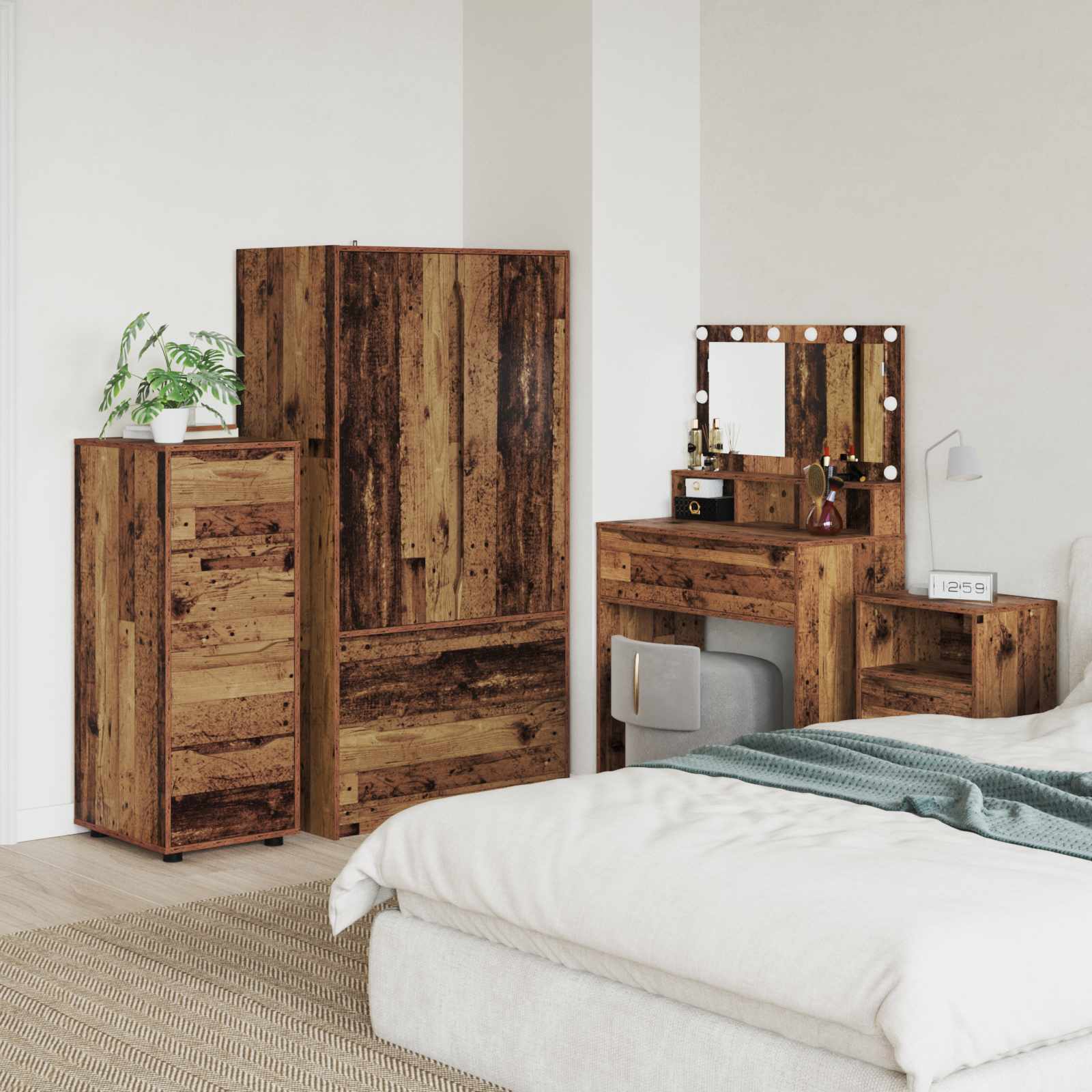 vidaXL Opslagkasten 2 pcs Wit 80 x 48 x 105 cm Bewerkt hout