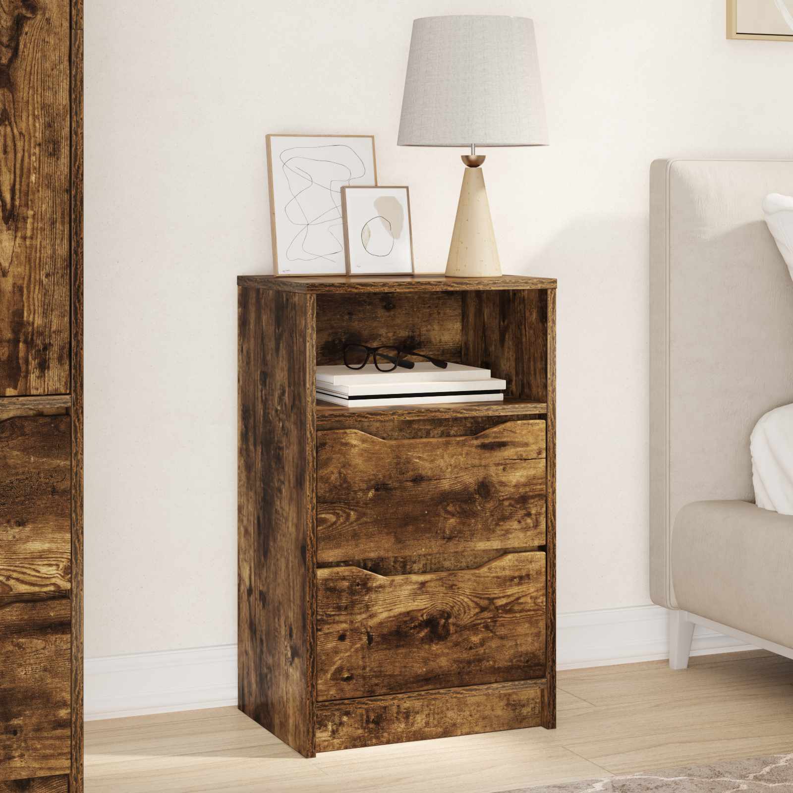 vidaXL Nachtkastje met lade Wit 40 x 30 x 467 cm Bewerkt hout