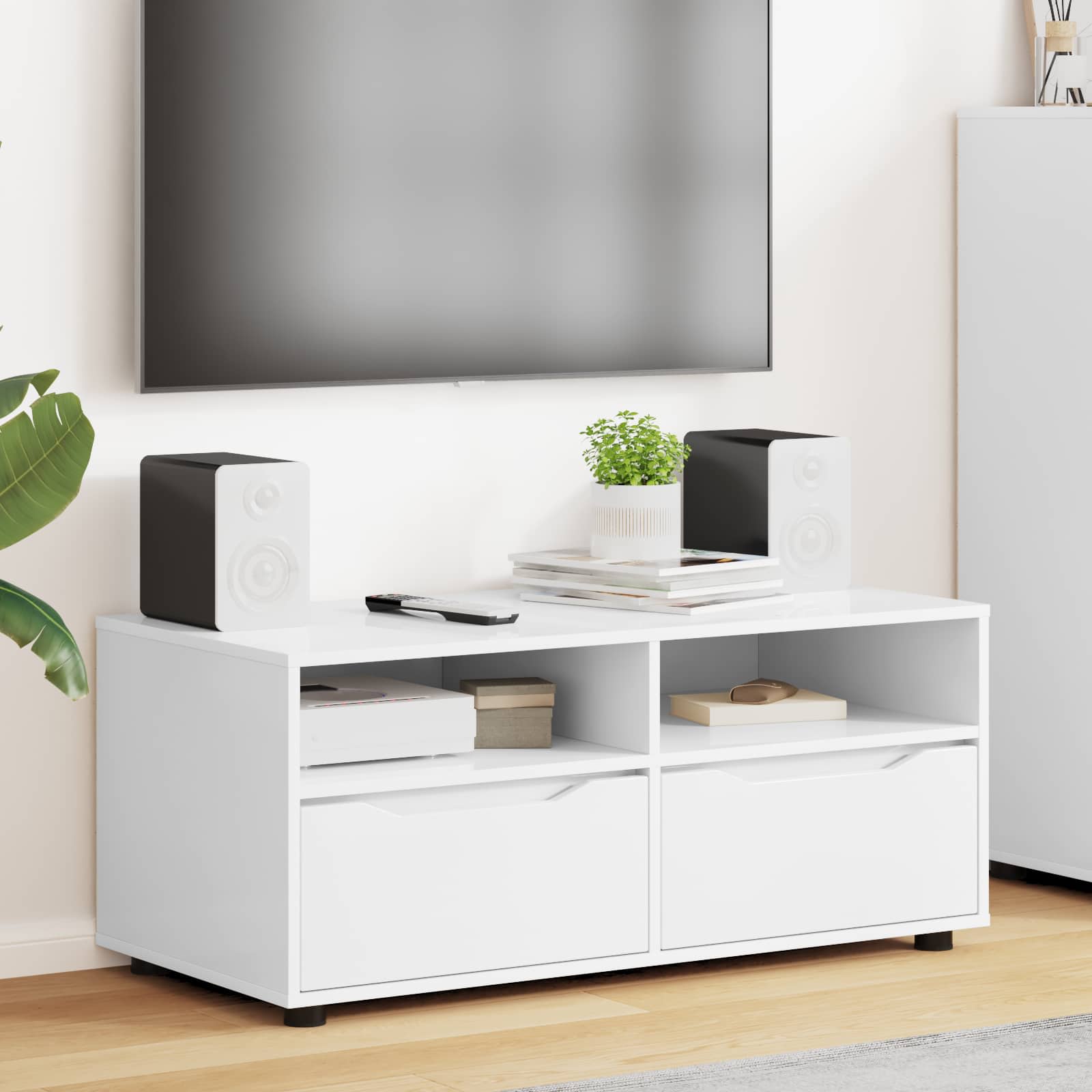 vidaXL TV-kast met lade Wit 100 x 48 x 43 cm Bewerkt hout