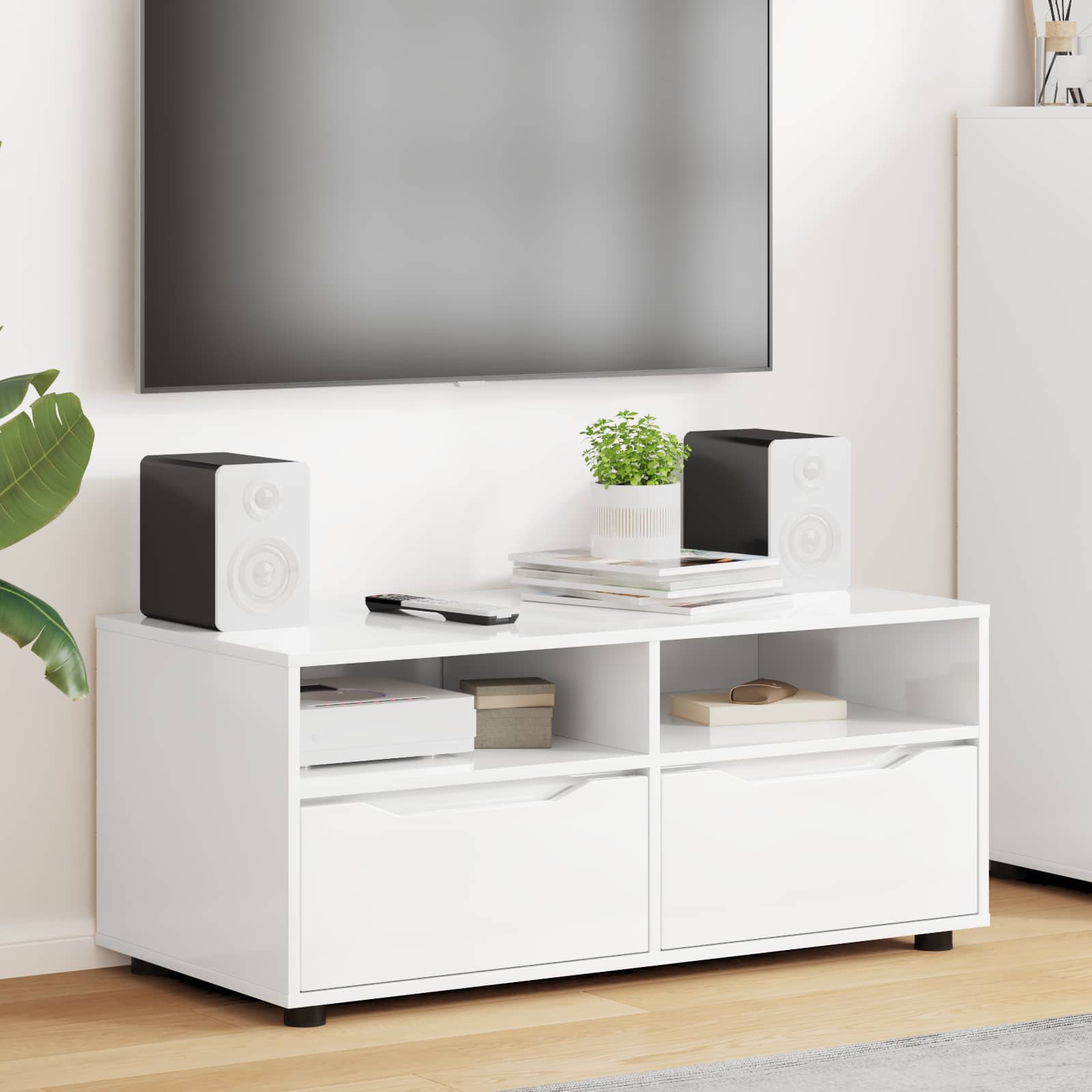 vidaXL TV-kast met lade Wit 100 x 48 x 43 cm Bewerkt hout