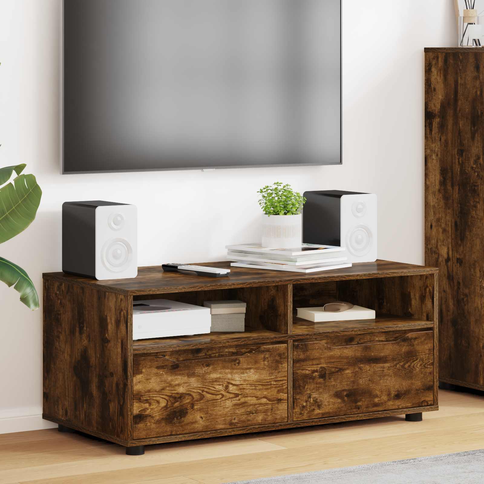 vidaXL TV-kast met lade Wit 100 x 48 x 43 cm Bewerkt hout