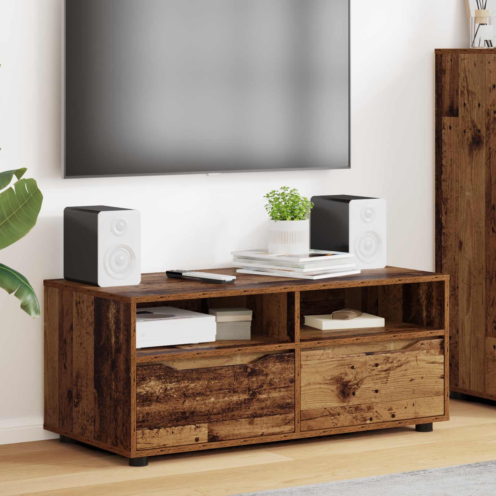 vidaXL TV-kast met lade Wit 100 x 48 x 43 cm Bewerkt hout
