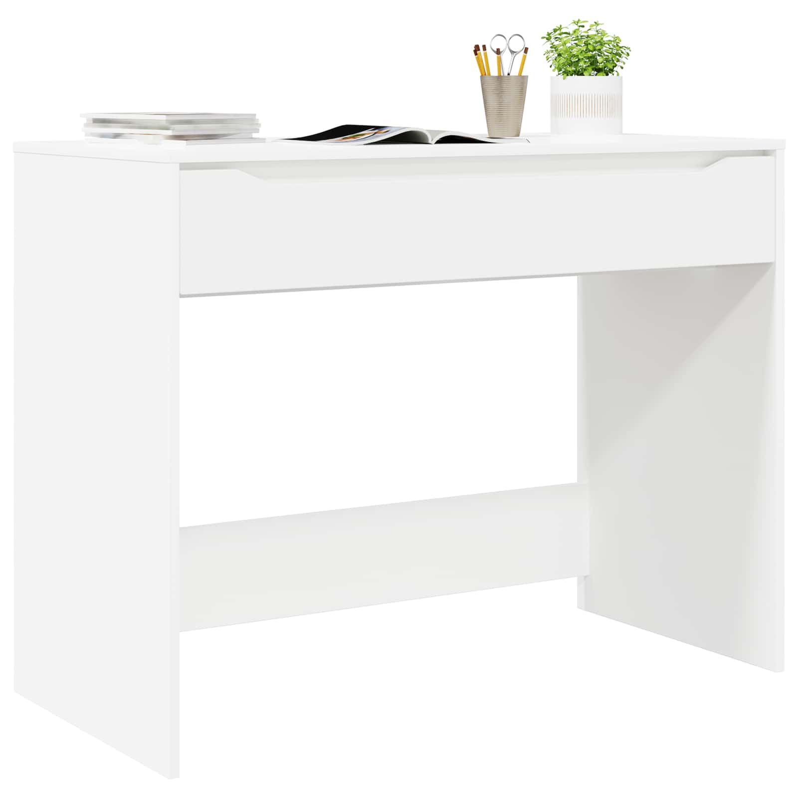 vidaXL Bureau met lade met opslag Wit 100 x 50 x 78 cm Bewerkt hout
