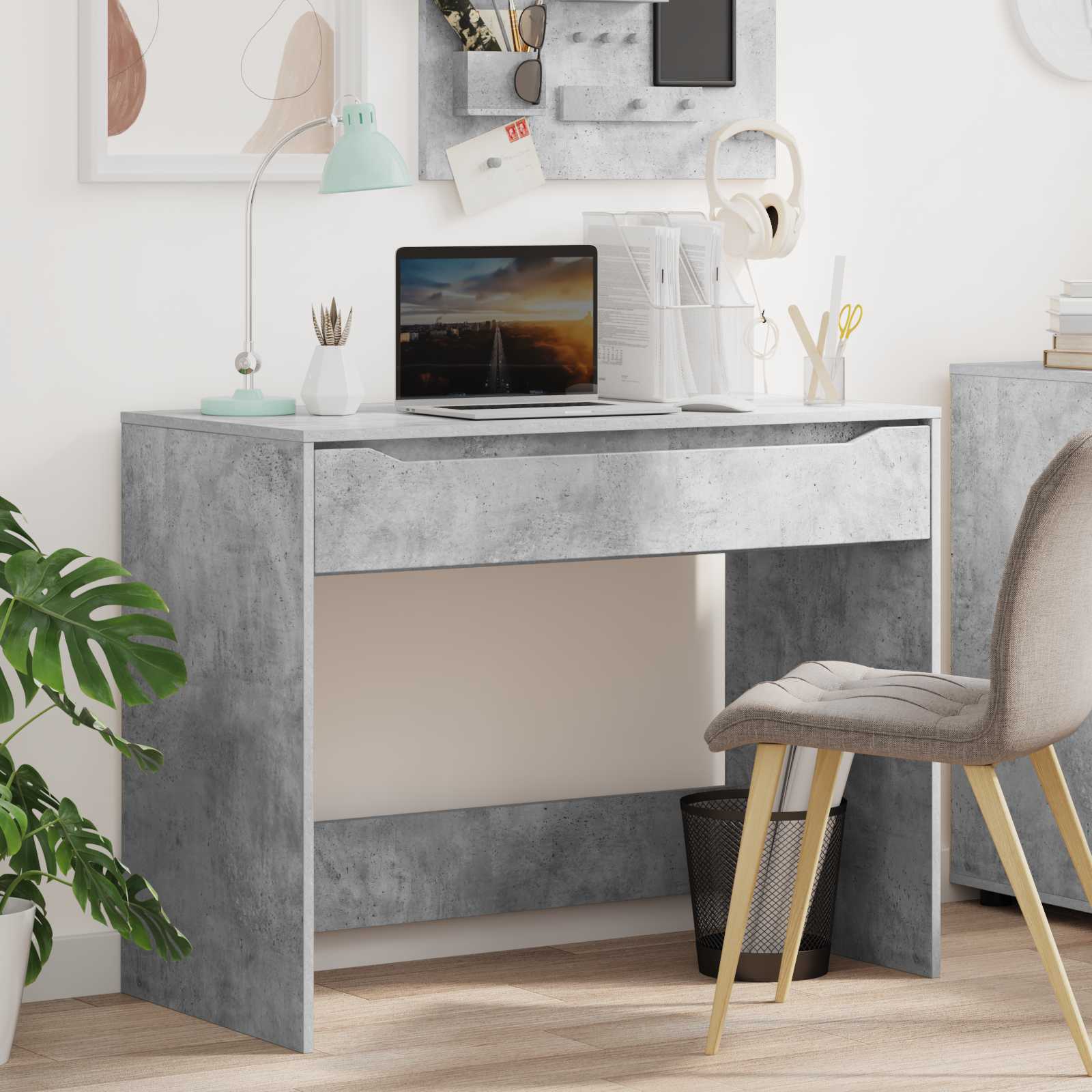 vidaXL Bureau met lade met opslag Wit 100 x 50 x 78 cm Bewerkt hout