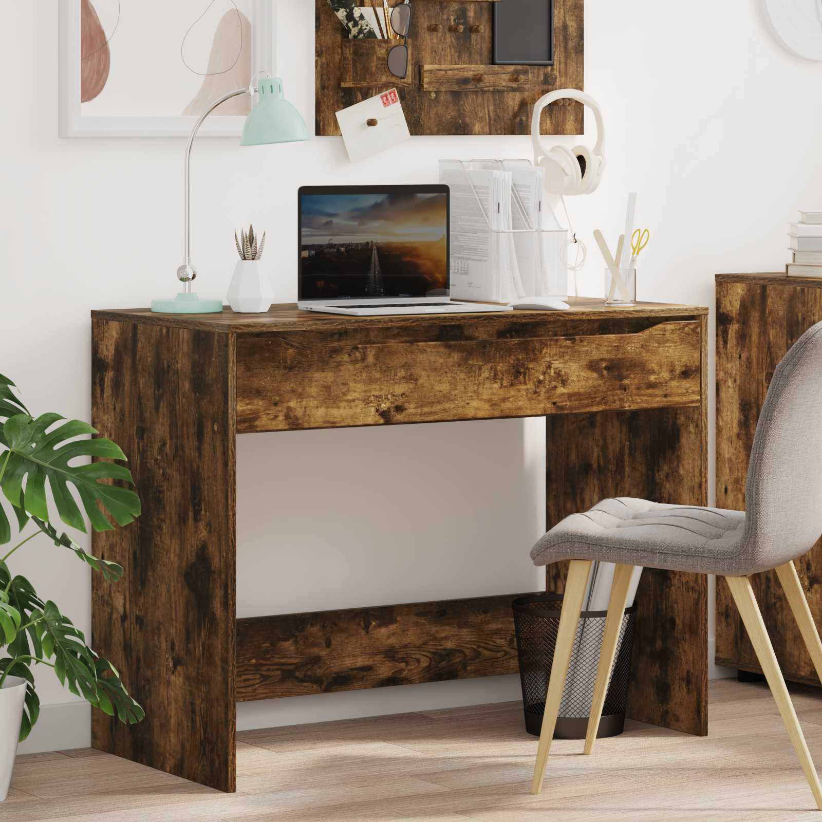 vidaXL Bureau met lade met opslag Wit 100 x 50 x 78 cm Bewerkt hout