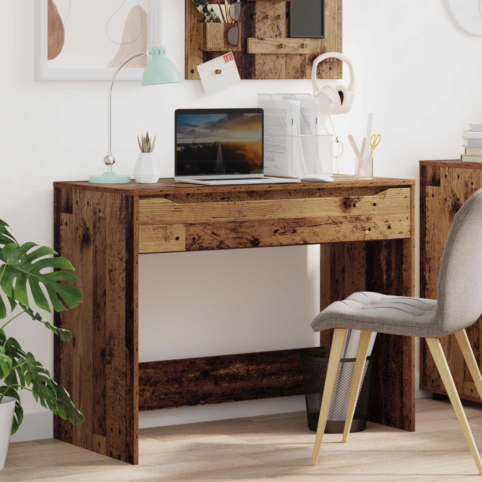 vidaXL Bureau met lade met opslag Wit 100 x 50 x 78 cm Bewerkt hout