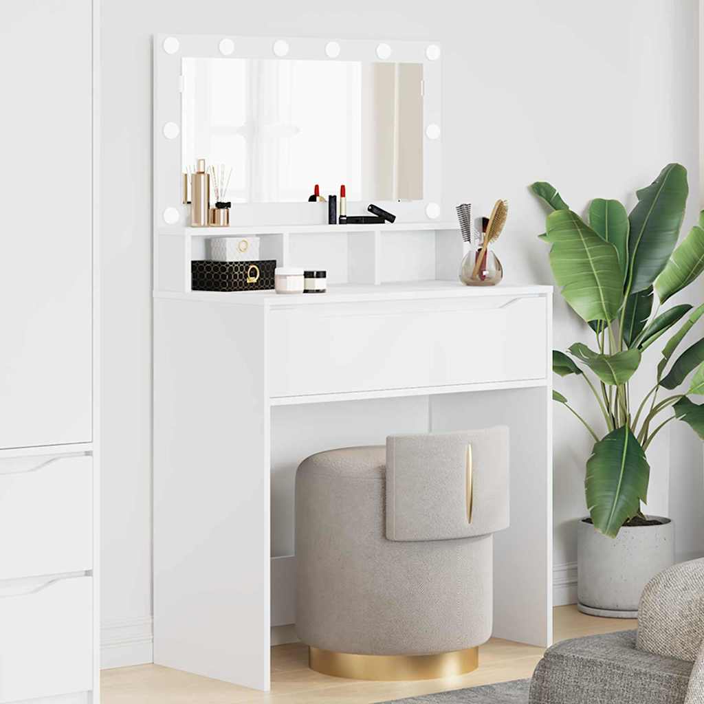 vidaXL Slaapkamer Kaptafels Wit 80 x 39,6 x 135 cm Bewerkt hout